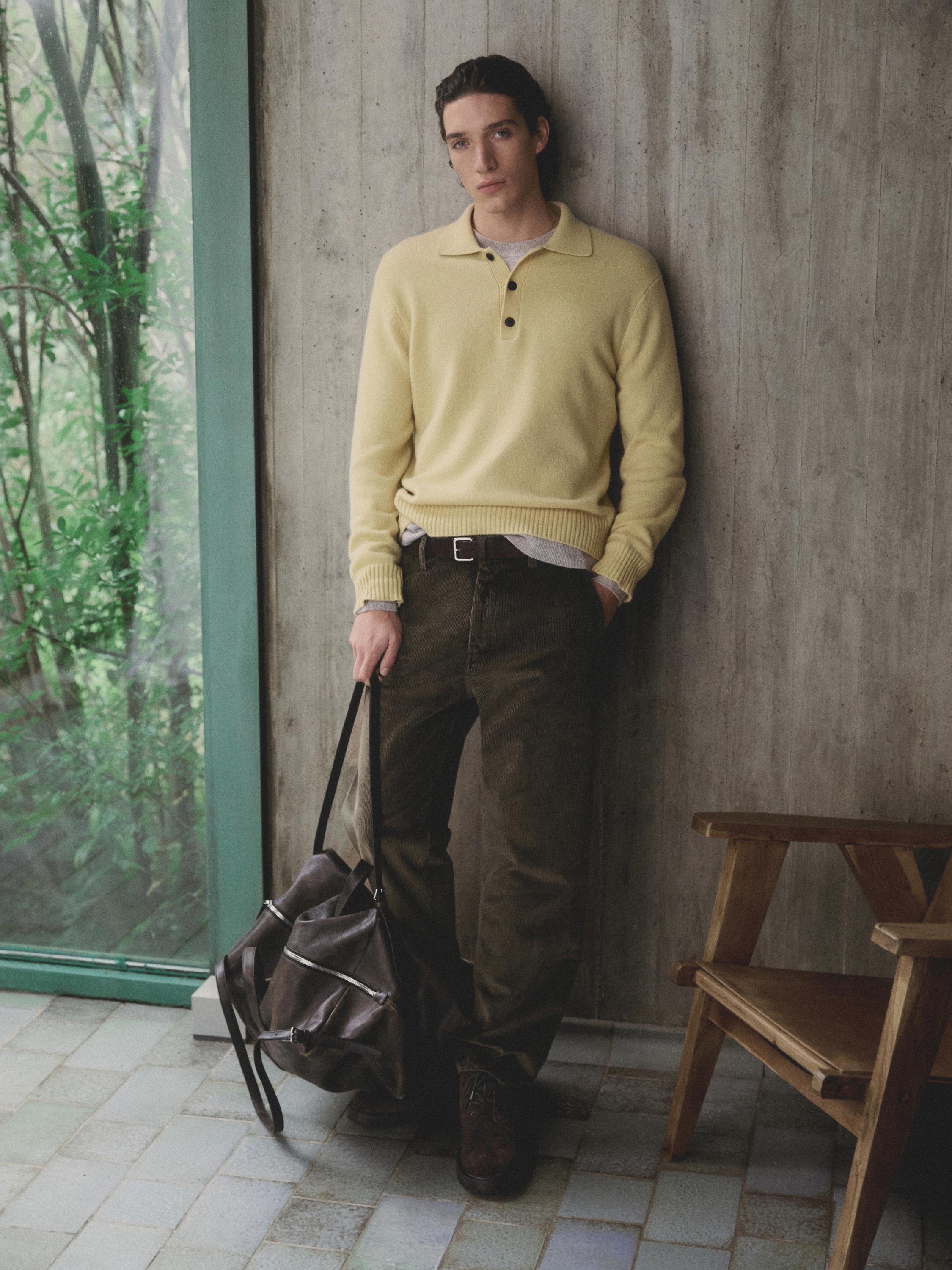 100% wool knit polo sweater