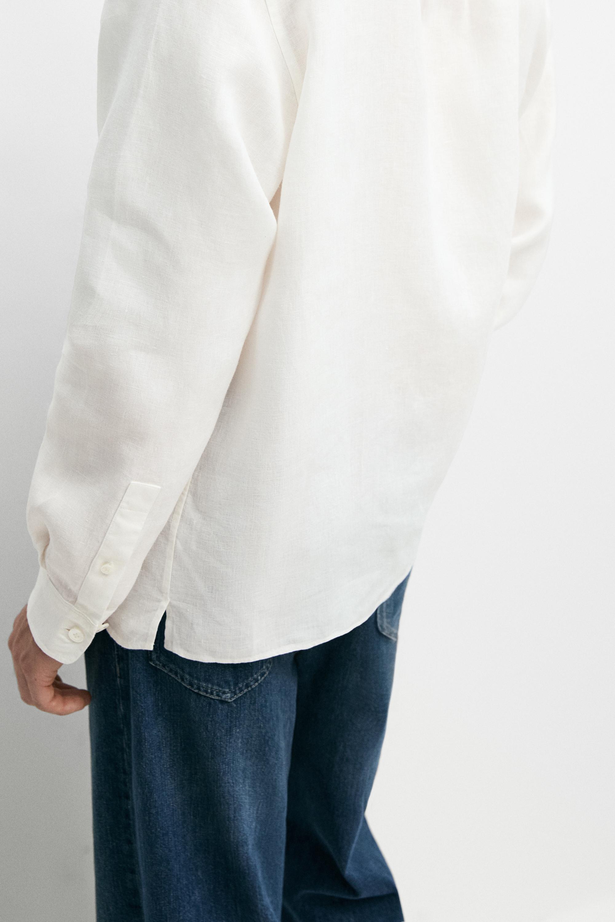 100% linen regular fit shirt — CREAM