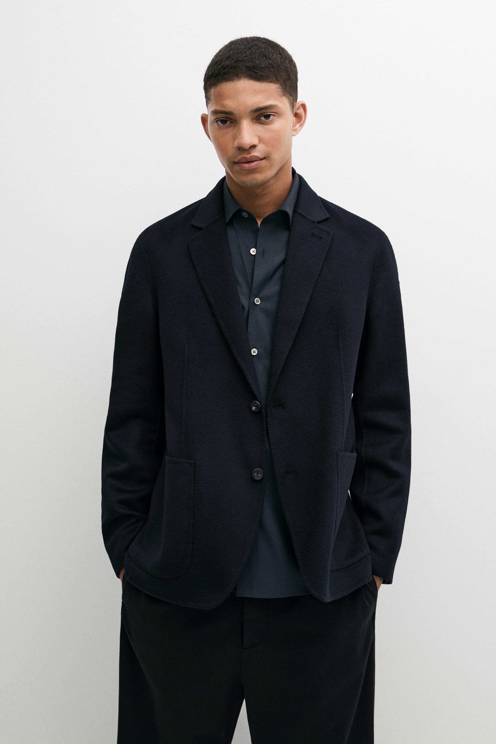 Blazer en laine mélangée double face
