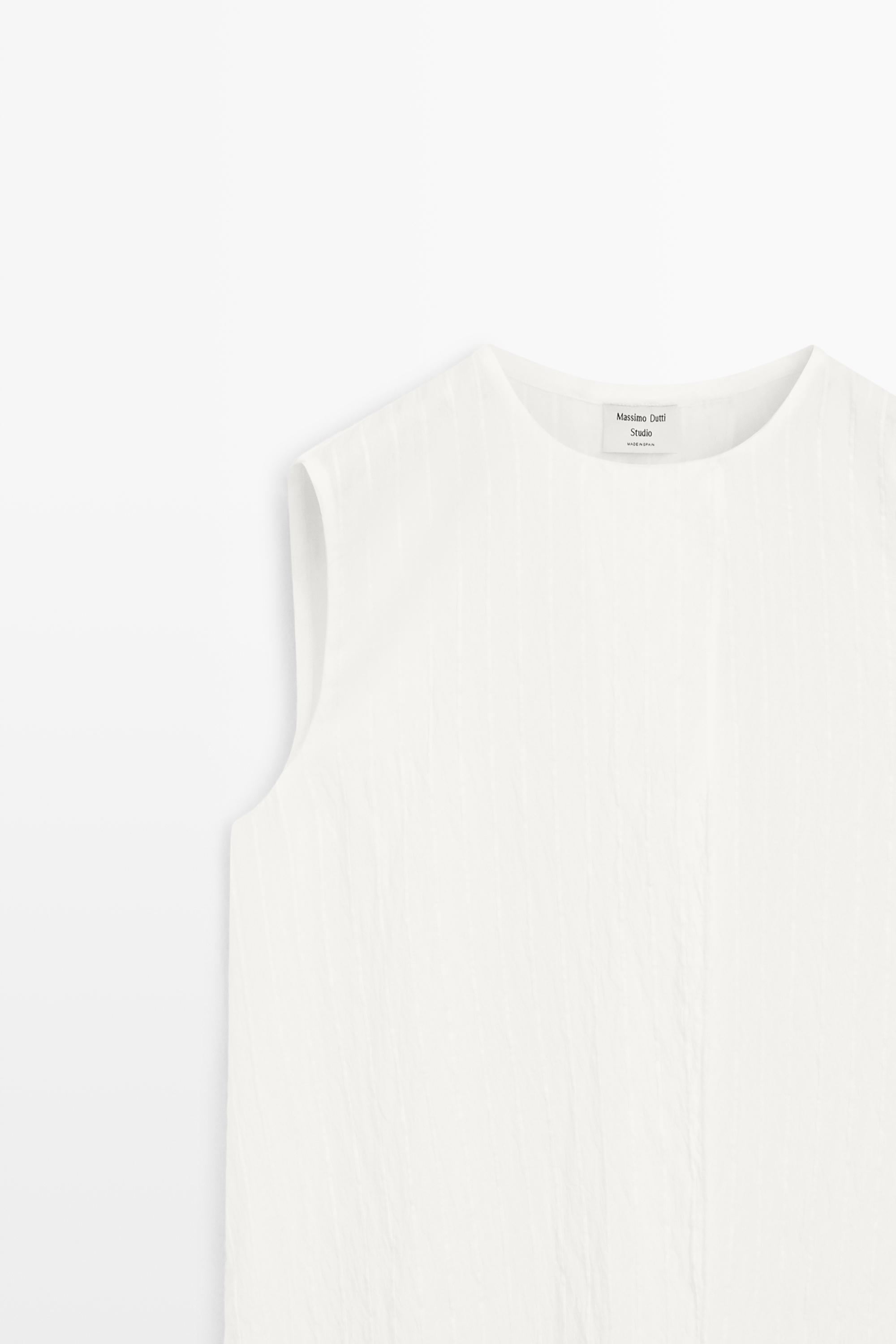 Flowing striped cape top - STUDIO — WHITE