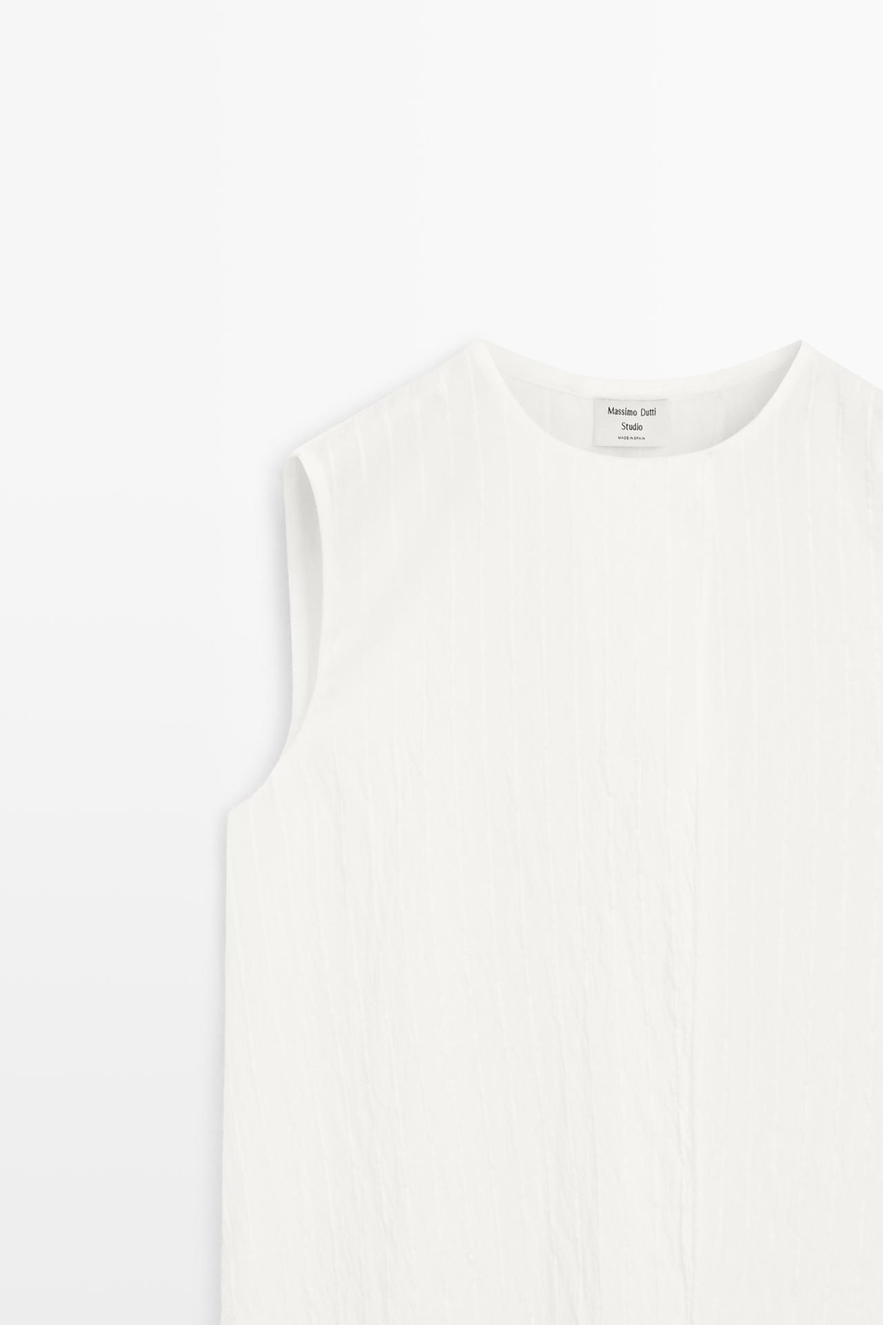Flowing striped cape top - STUDIO — WHITE