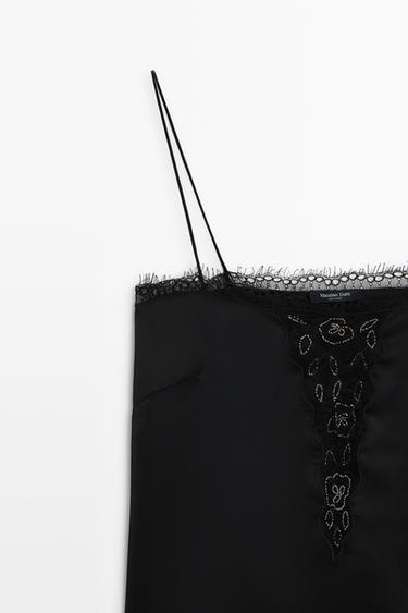 Thin-strap lace camisole — BLACK 4