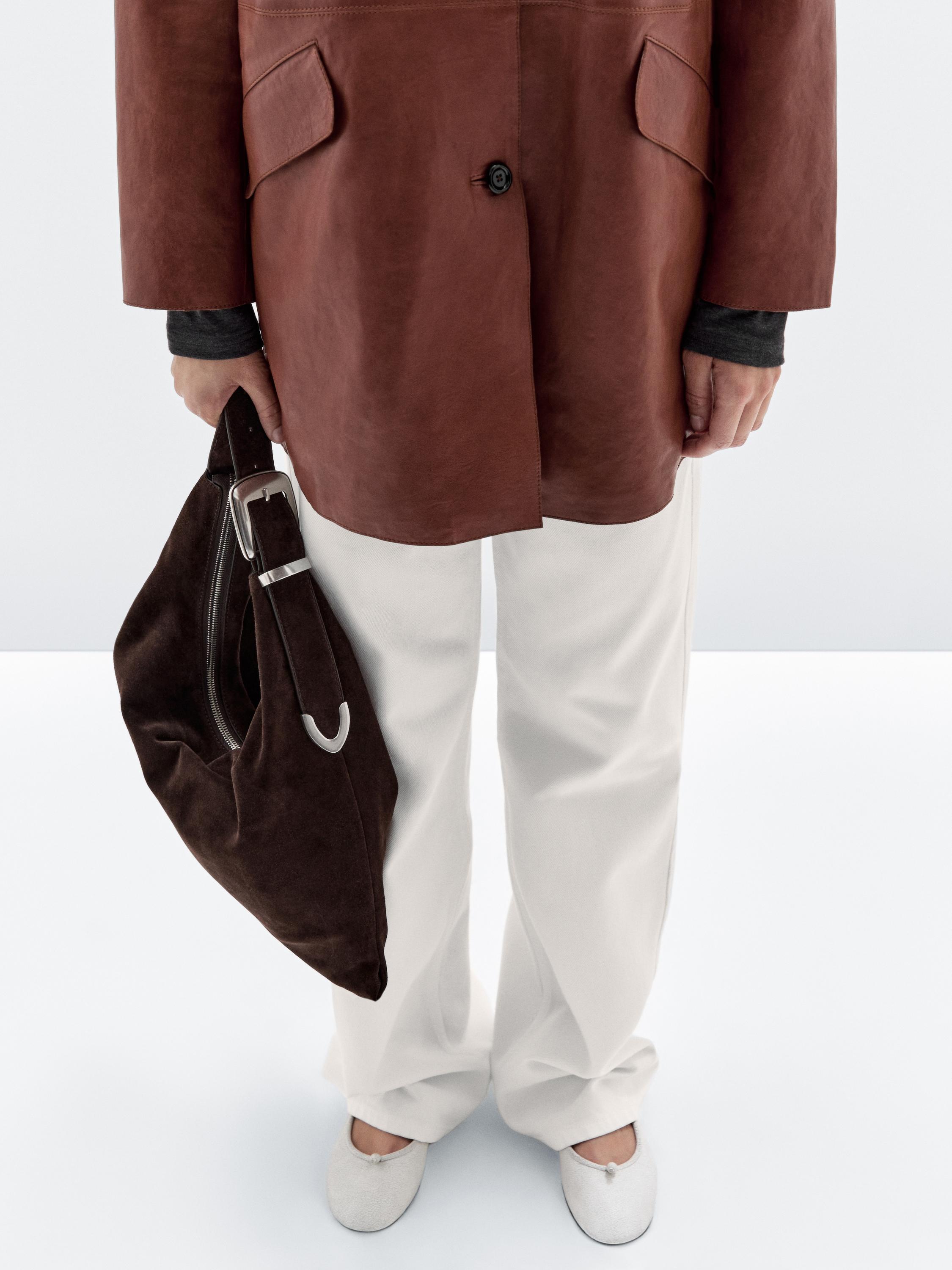 Maksiveske i semsket skinn