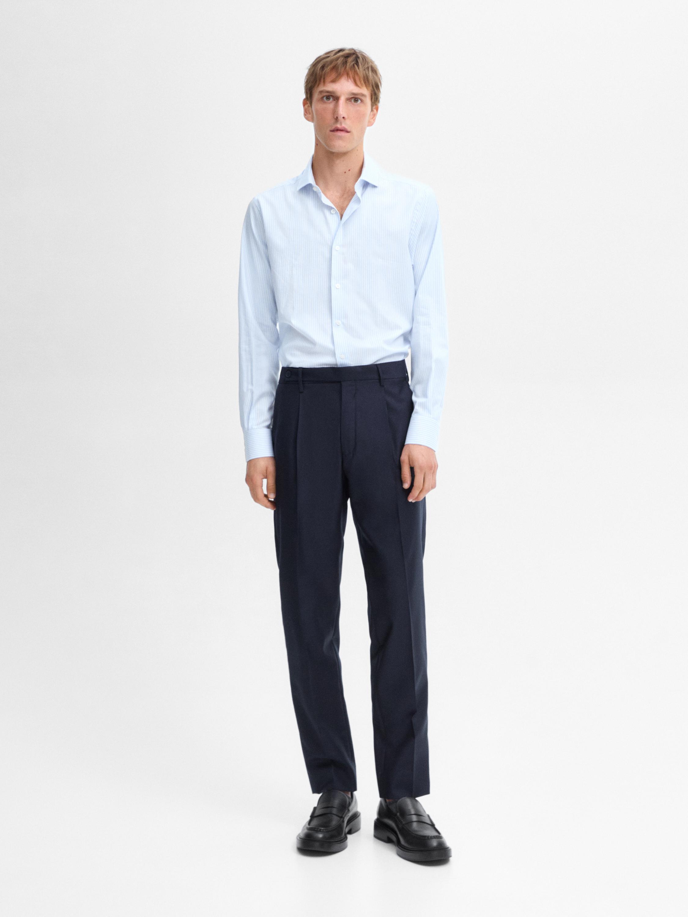 Chemise à rayures slim en coton