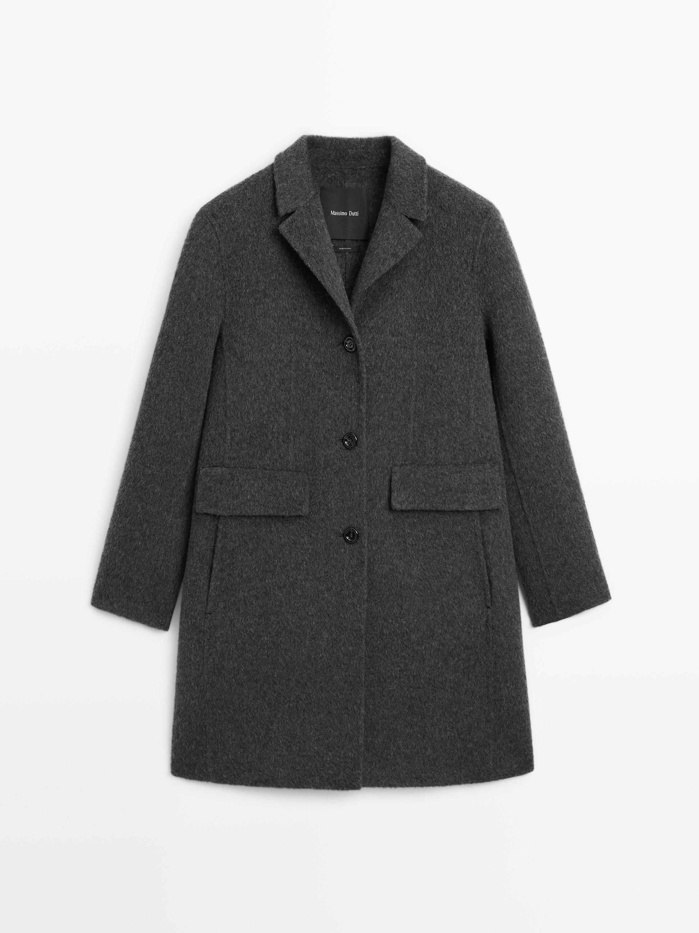 Manteau mi-long à revers en laine mélangée