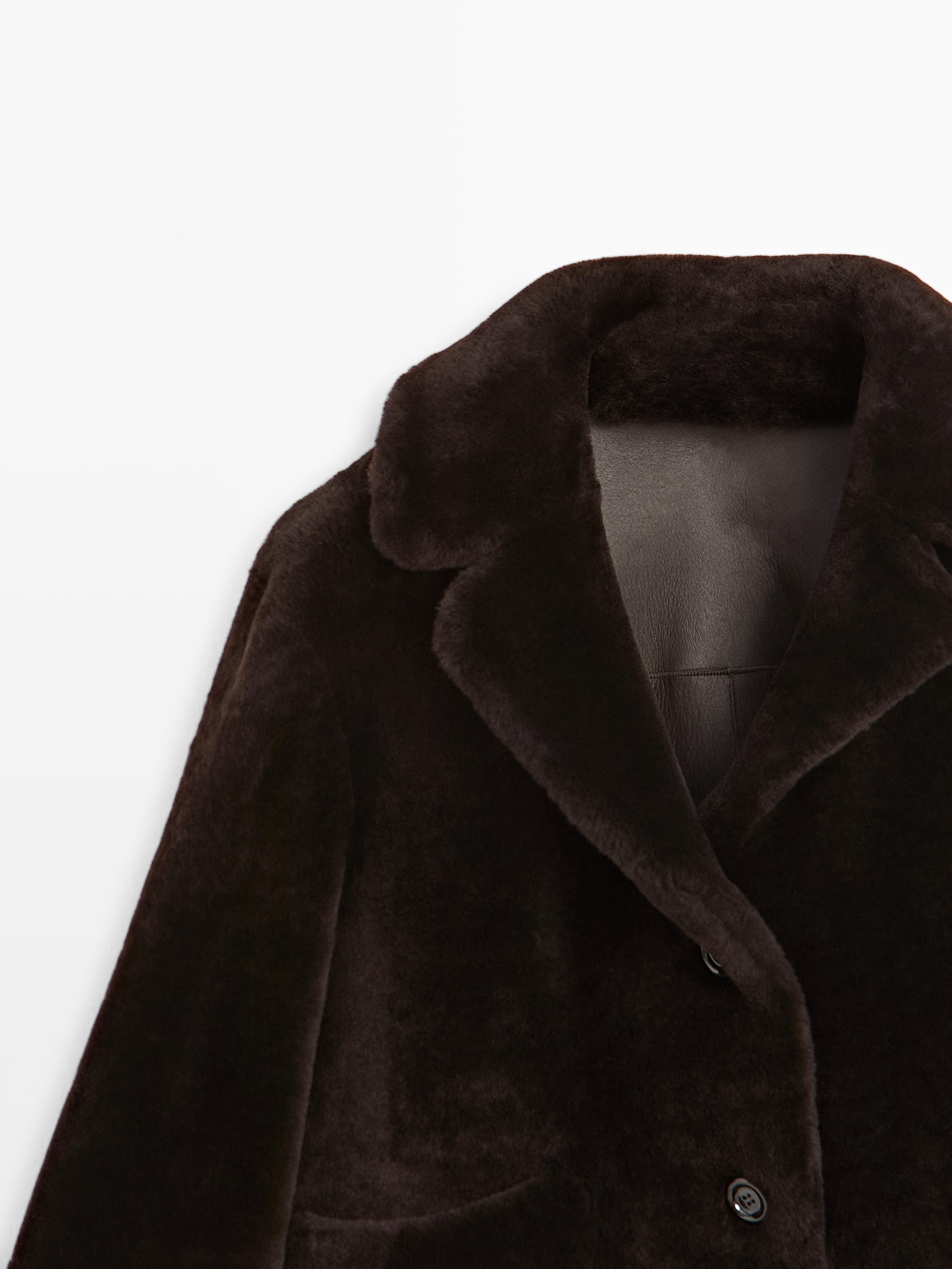 Kısa kürk mouton deri ceket