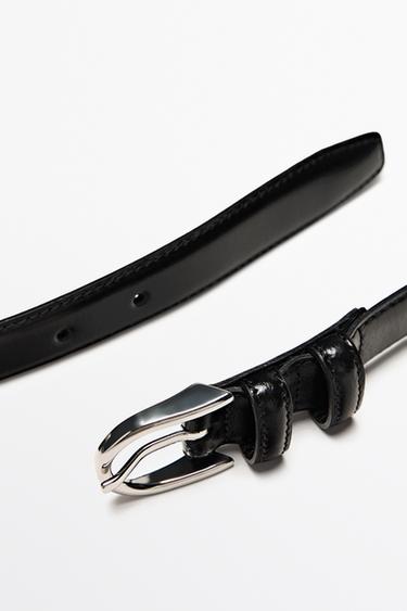 Nappa leather double-loop dress belt — BLACK 3