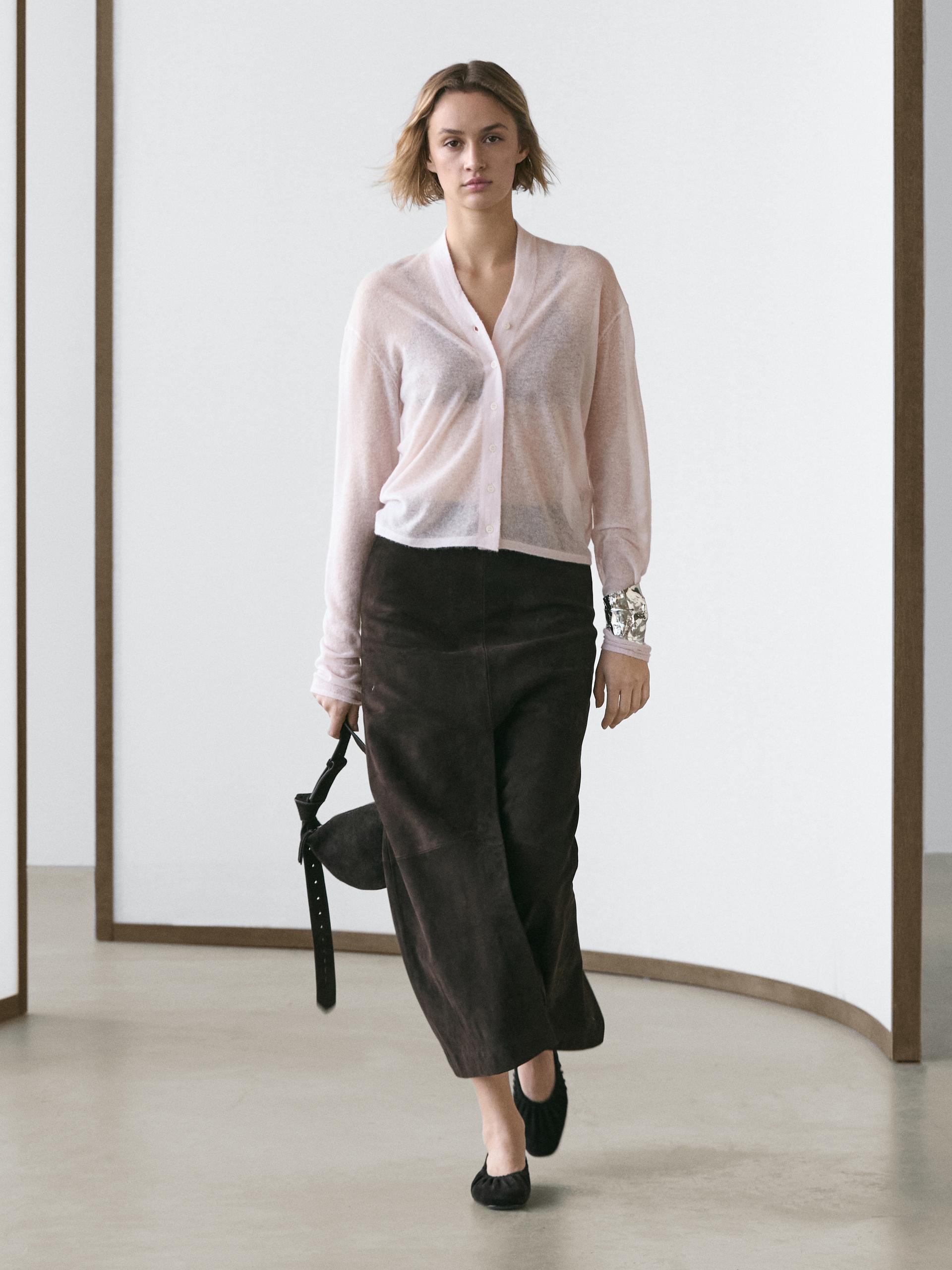 Cardigan Laine - Rose Pastel - Xs - Massimo Dutti - Femme