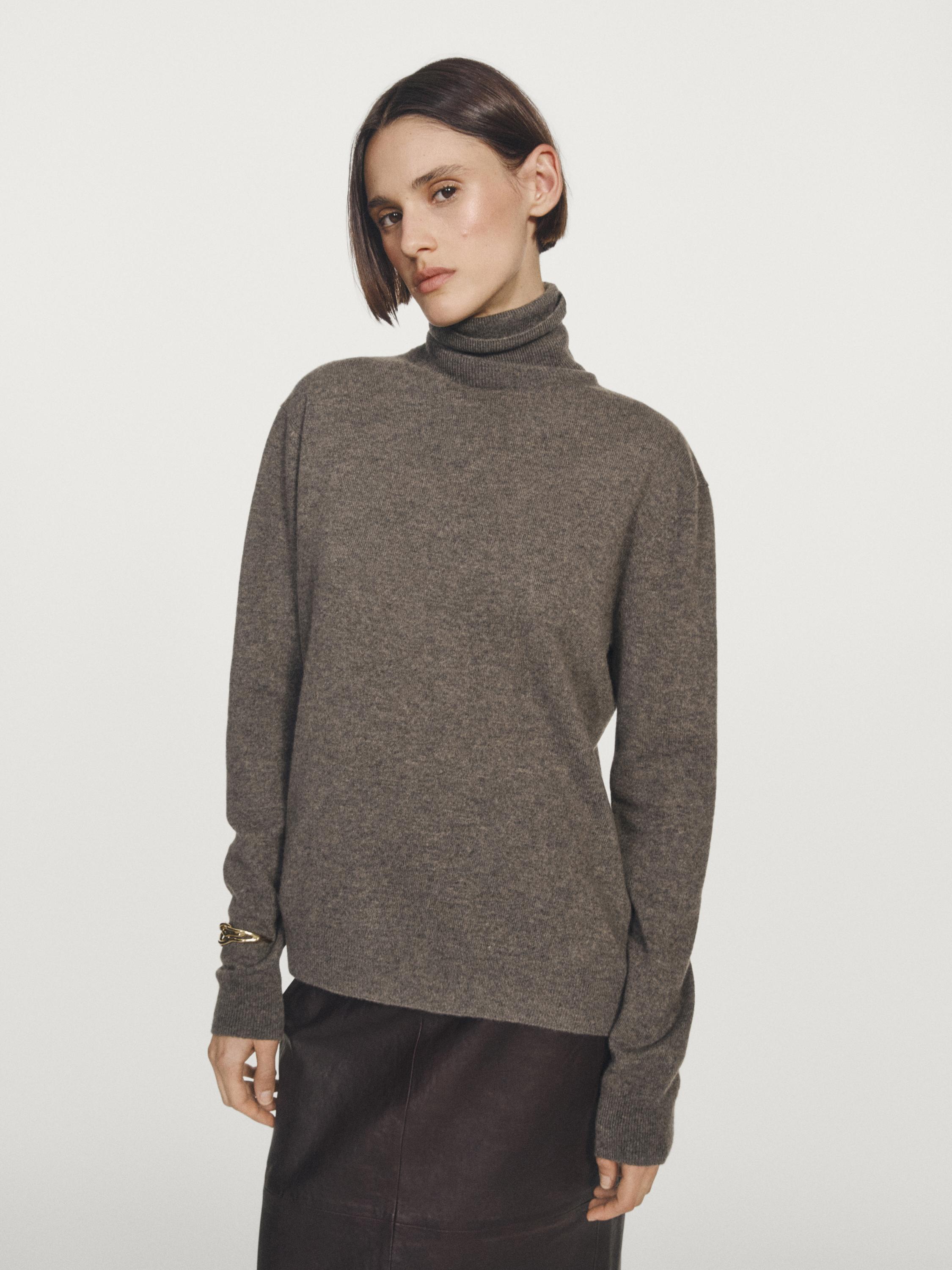 Wool blend high neck sweater