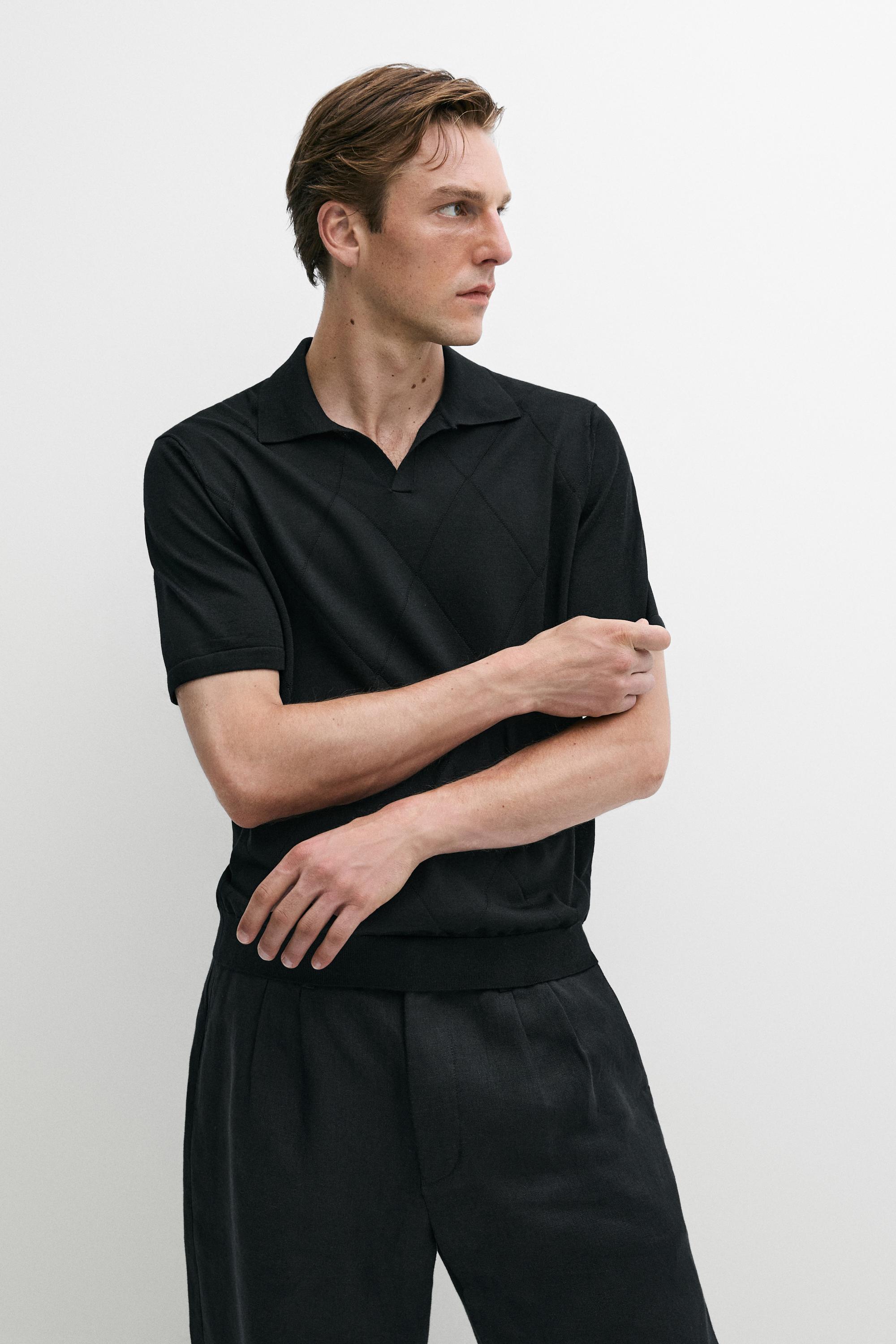 Argyle desenli triko polo yaka kazak
