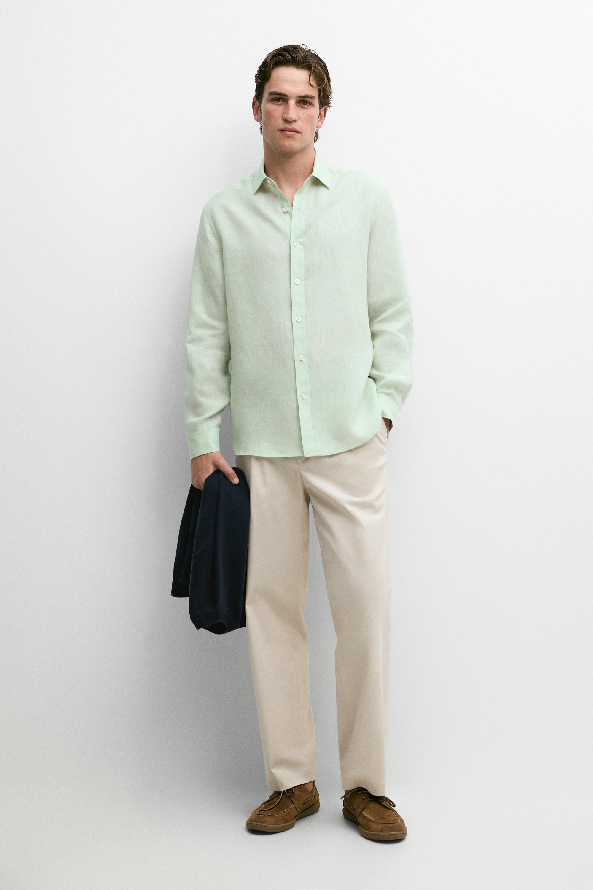 Camisa slim fit 100% lino