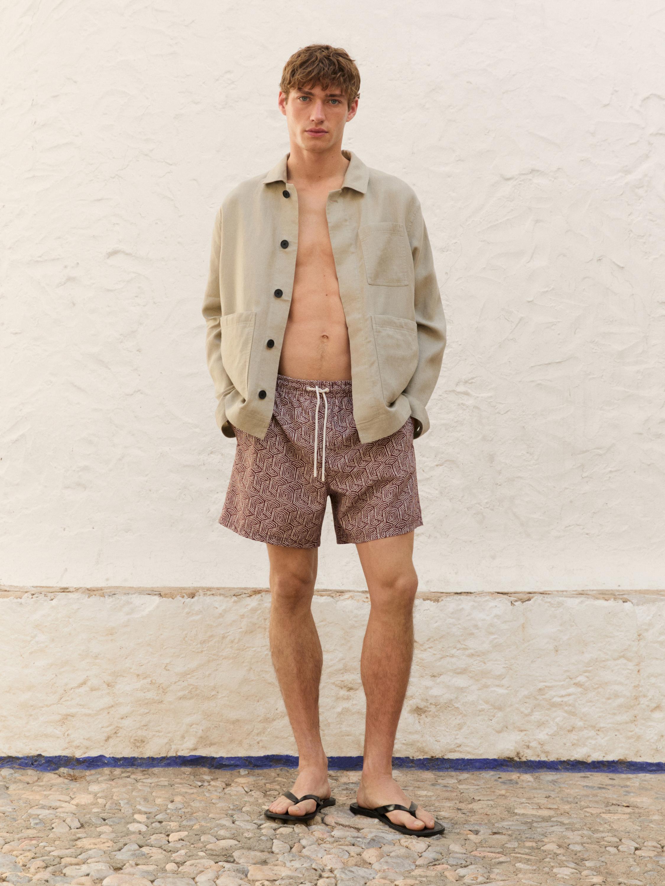 Regular fit printed swimming trunks