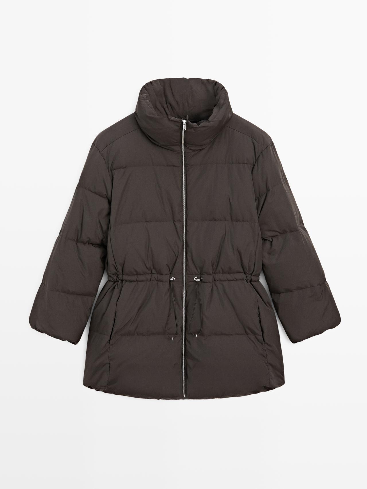 Massimo Dutti - Dame - Vandafvisende Dynejakke - Brun - M