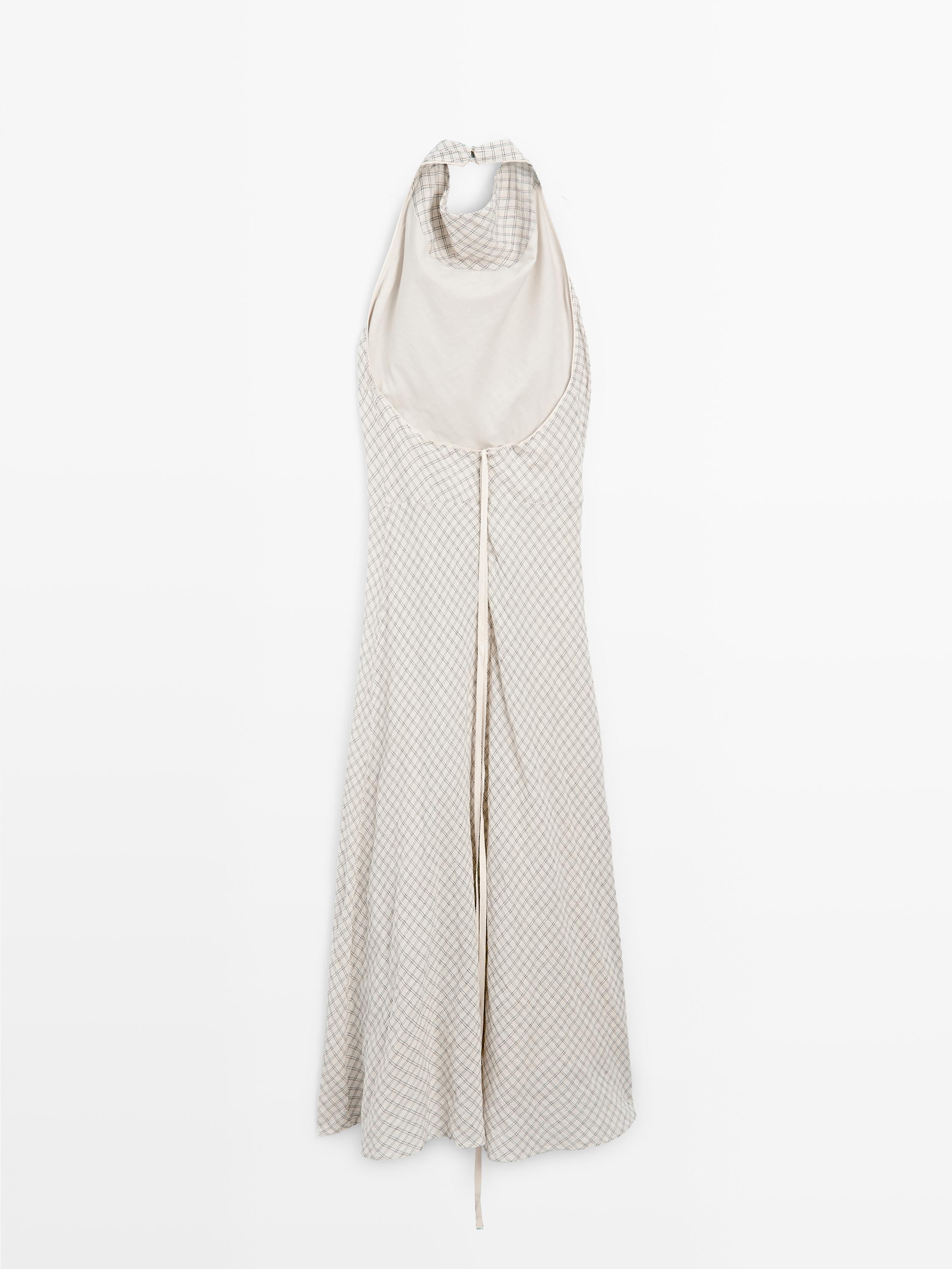 Halter midi dress with low-cut back