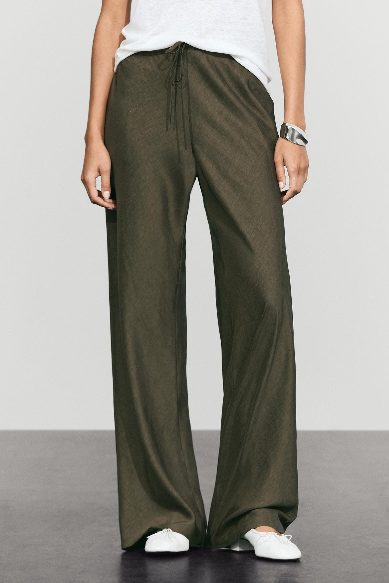 Flowy total-look co-ord pants — DARK KHAKI