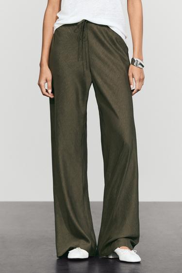 Flowy total-look co-ord pants — DARK KHAKI 3