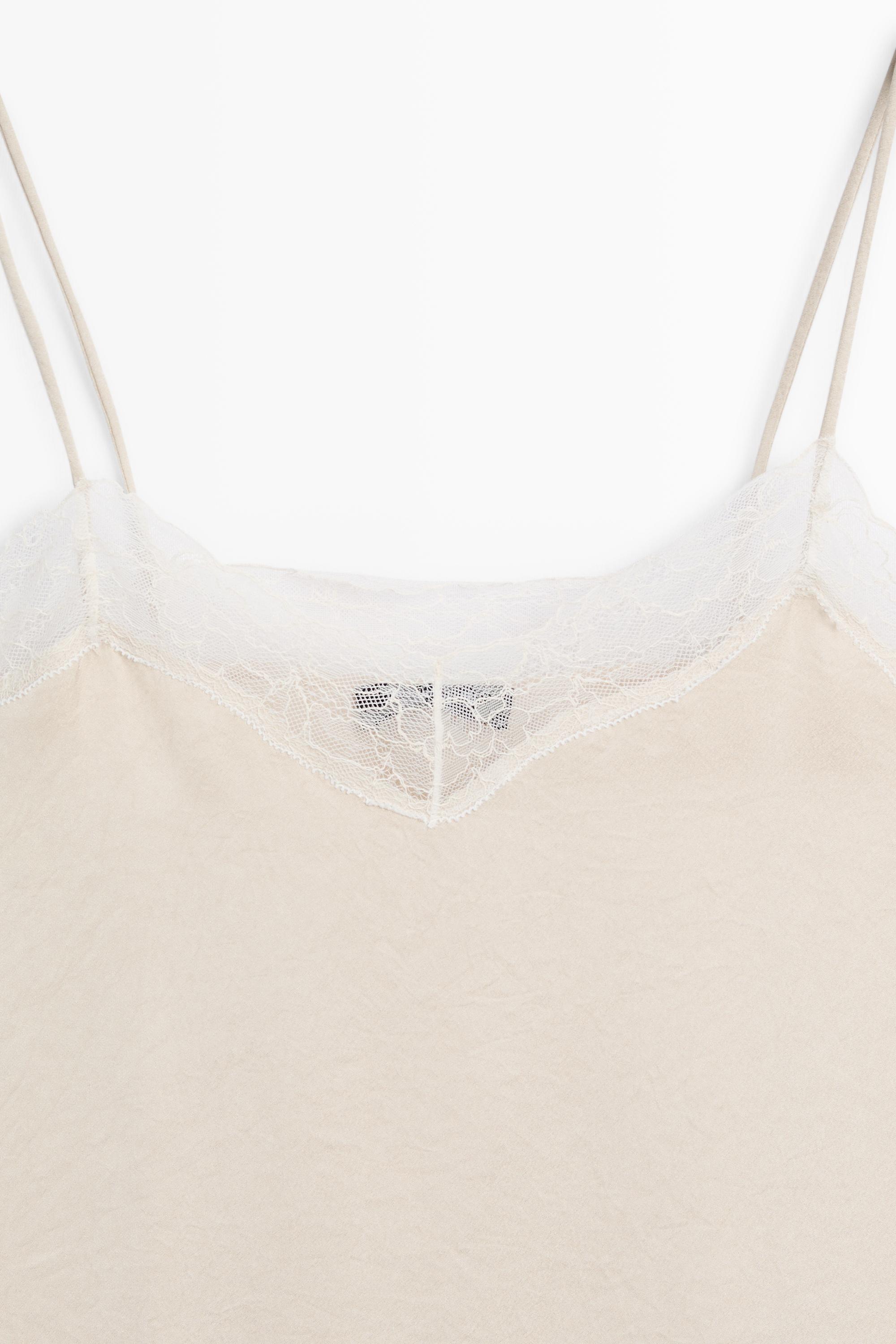Strappy top with lace detail — CREAM