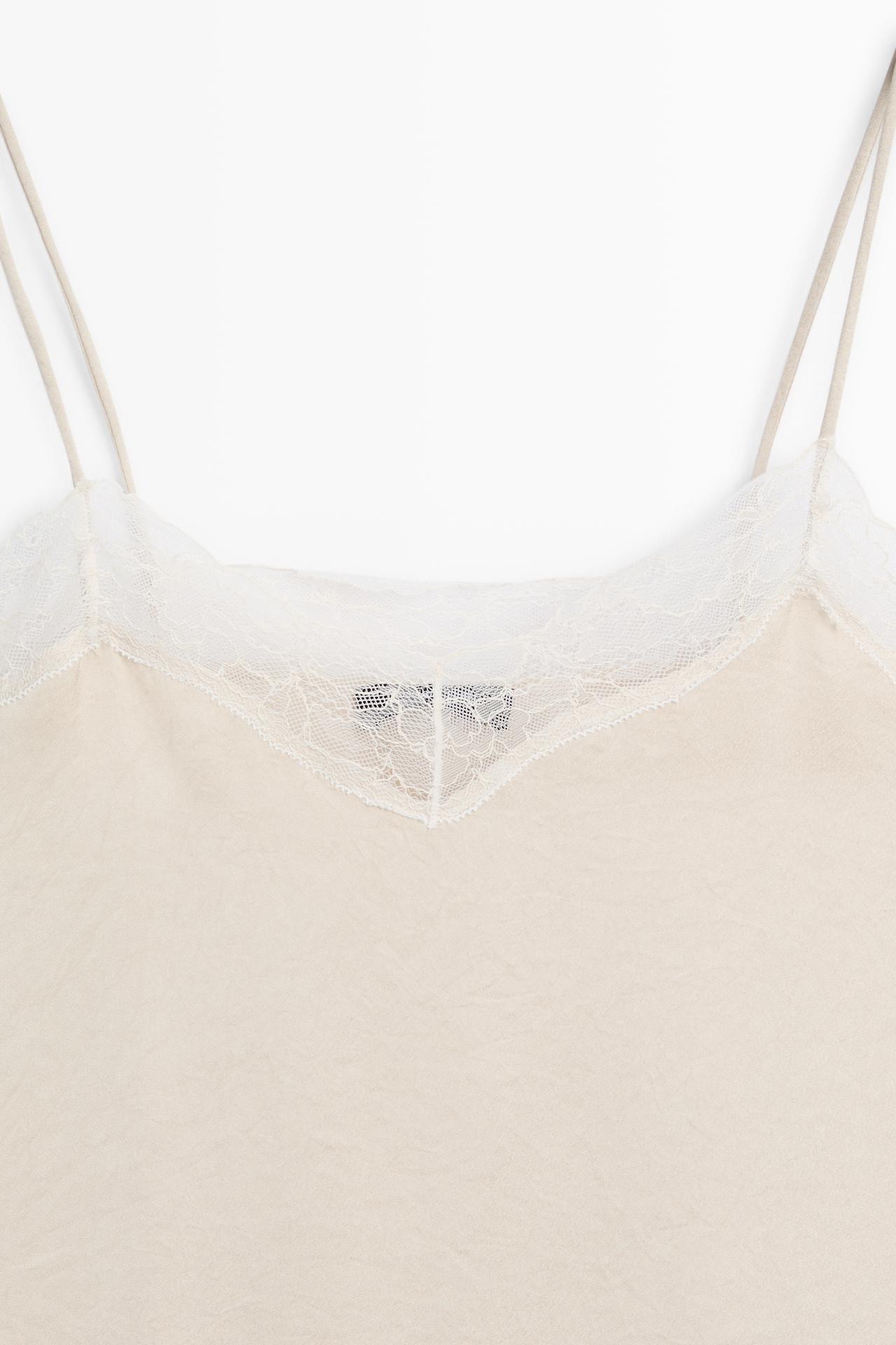 Strappy top with lace detail — CREAM