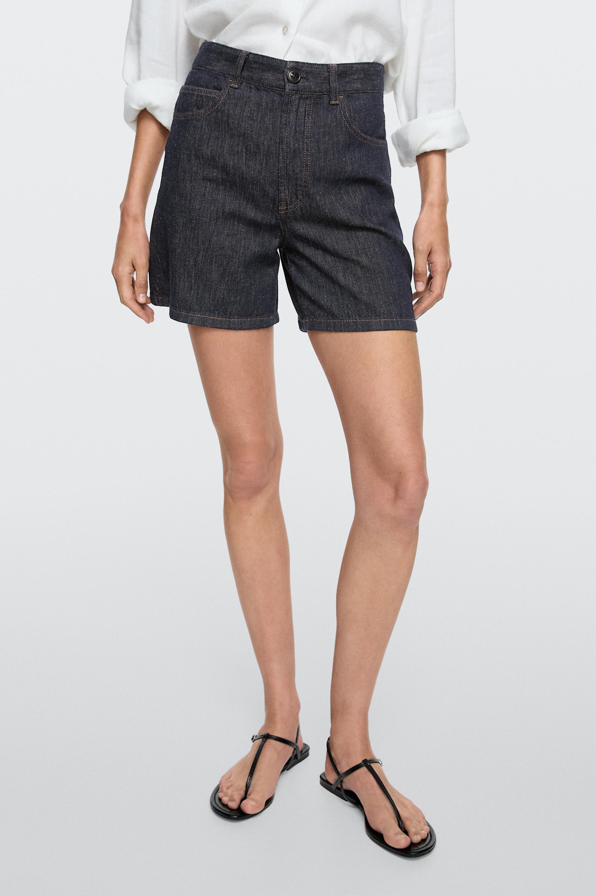 Total look mid-rise denim Bermuda shorts — DARK BLUE