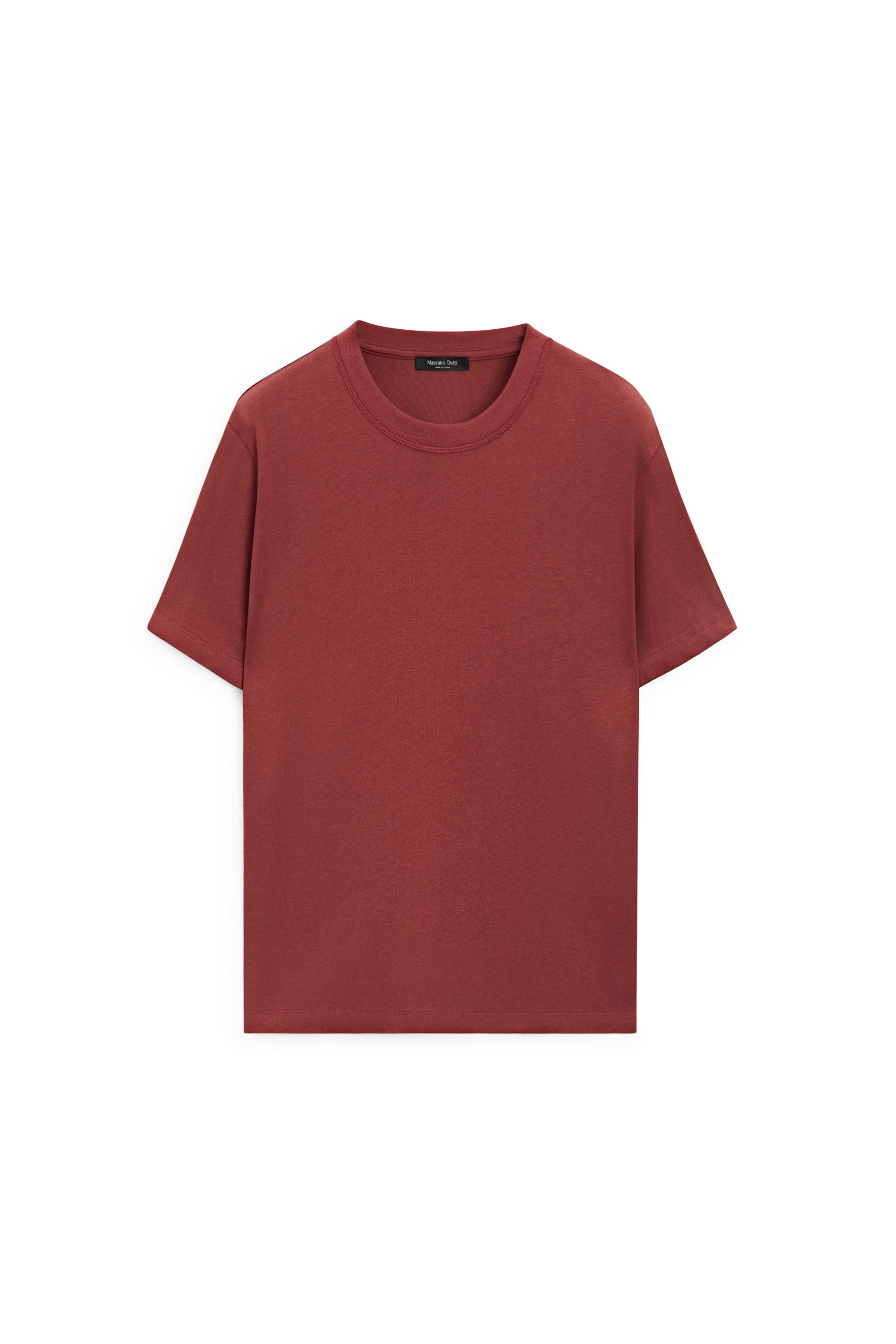 Short sleeve cotton blend T-shirt — MAROON