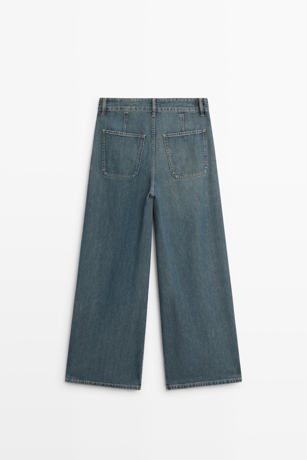 High-waist wide-leg jeans total look — BLUE