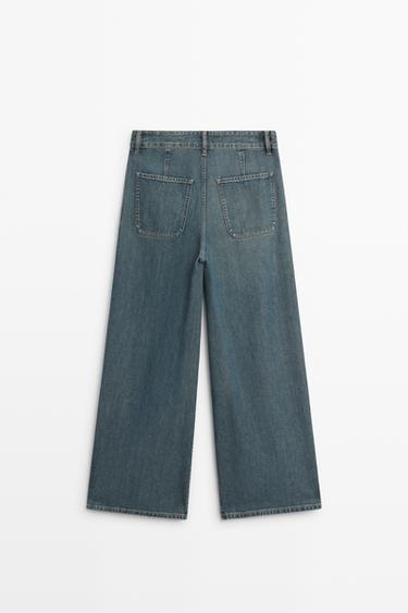 High-waist wide-leg jeans total look — BLUE 6