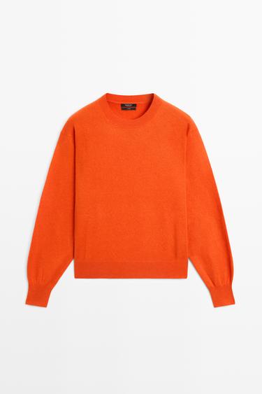 100% cashmere long sleeve sweater — ORANGE 2