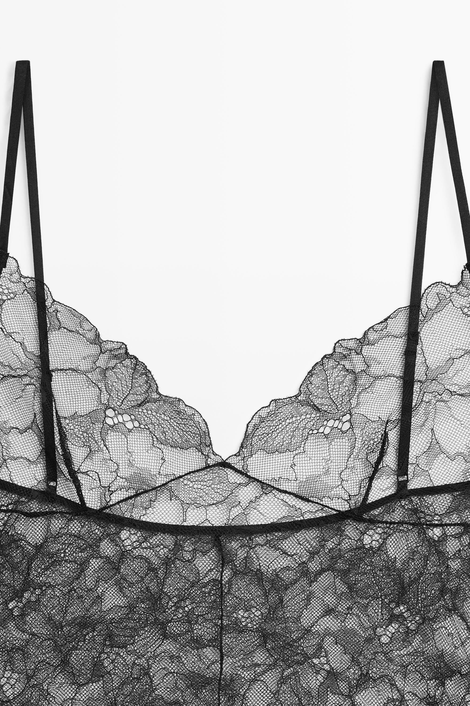 Transparent lace camisole top — BLACK
