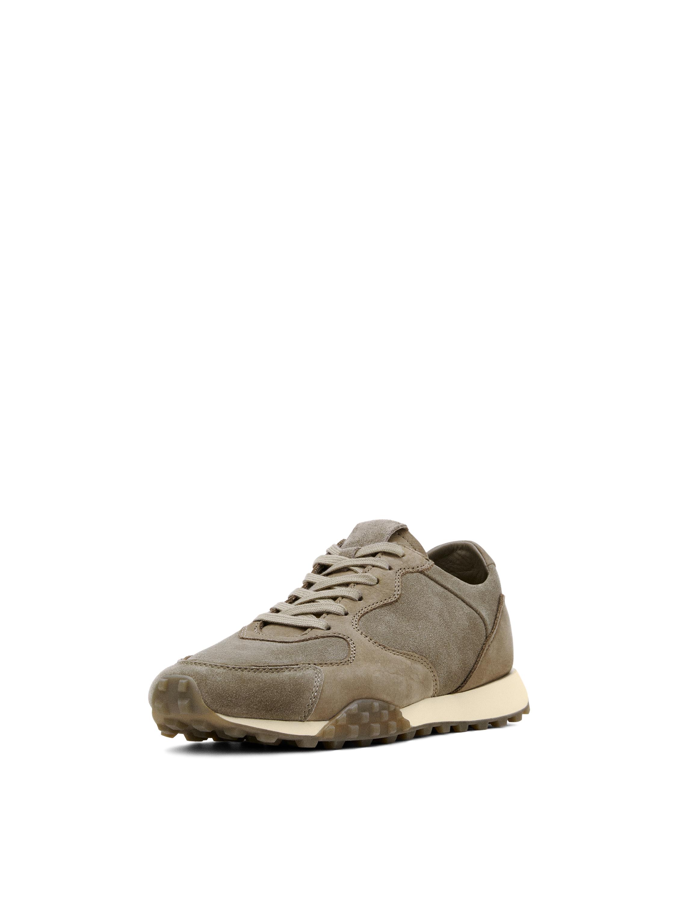 Contrast leather trainers — MINK