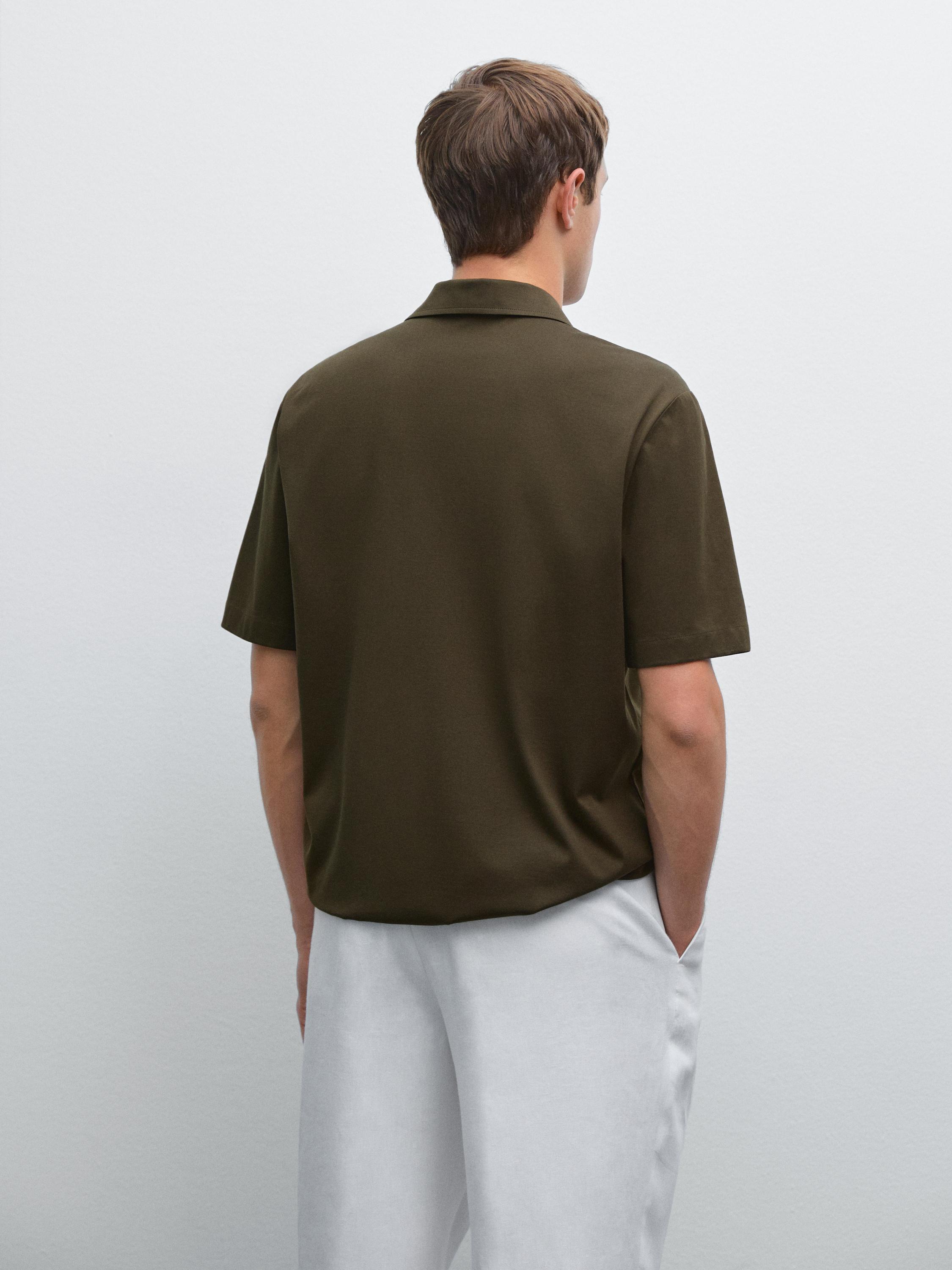 Slim fit cotton blend polo shirt