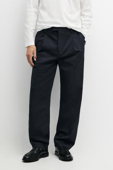 Cotton blend darted trousers — NAVY BLUE 3
