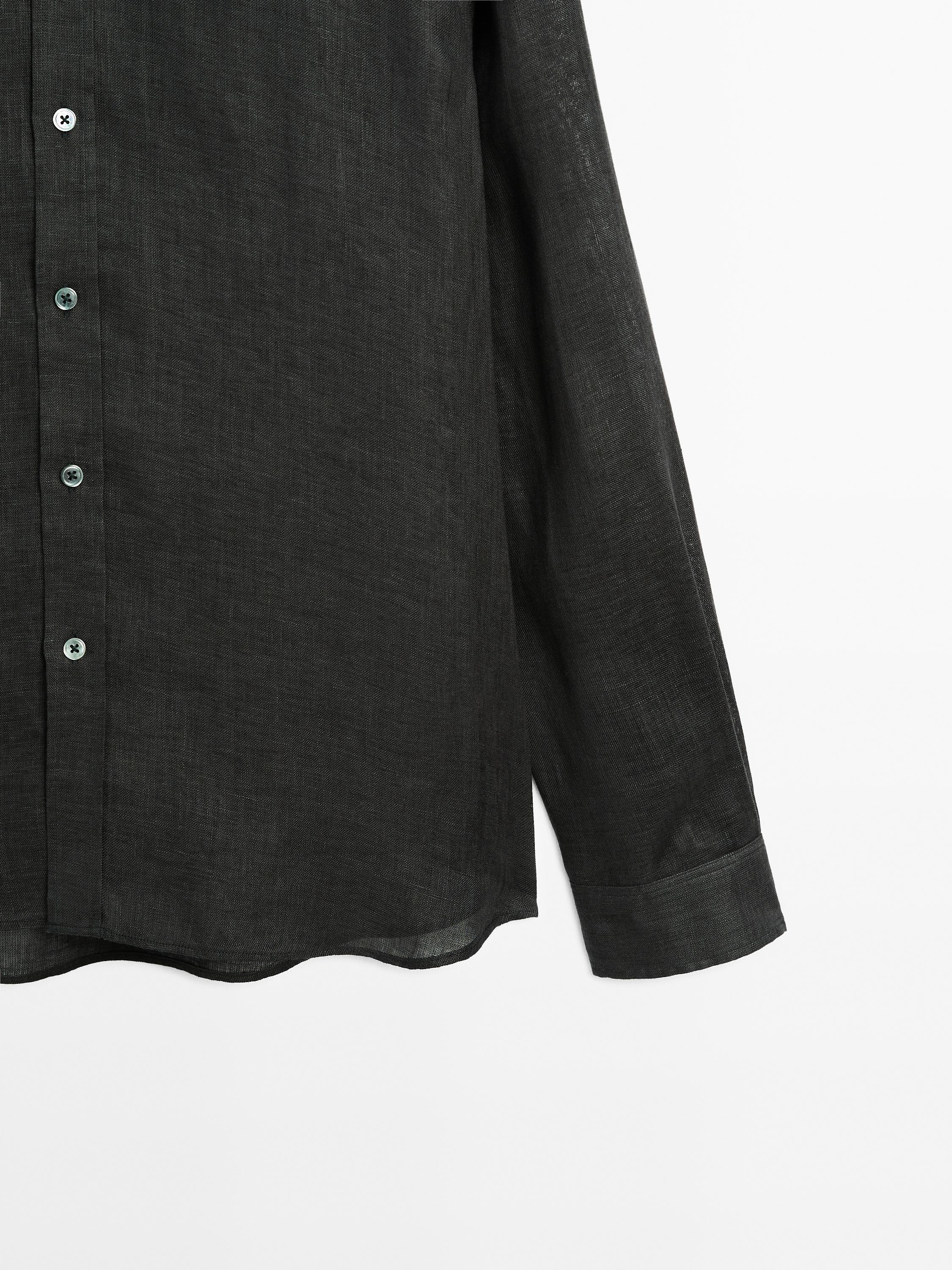 Camisa regular fit 100% lino