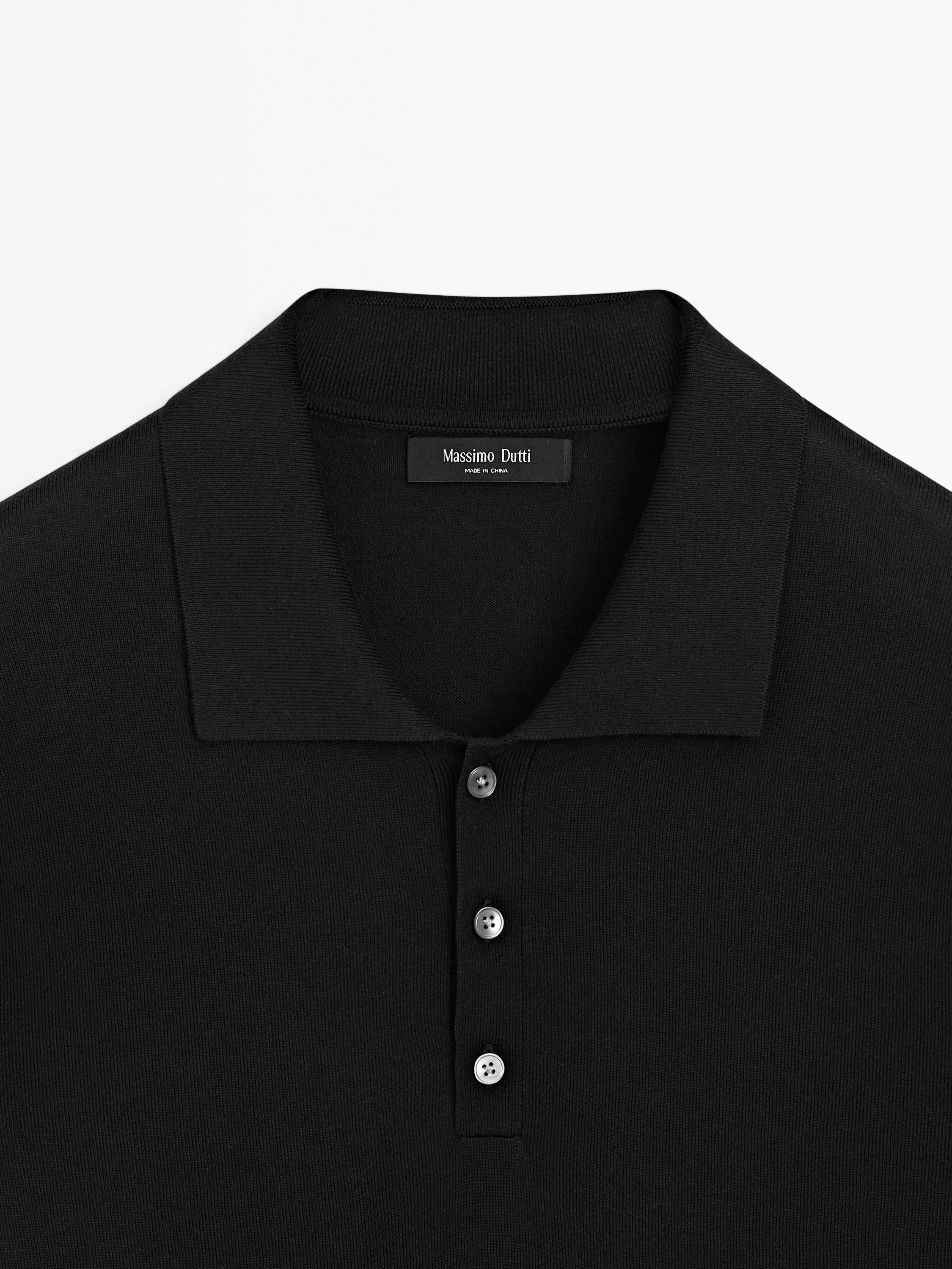 Cotton blend knit polo shirt