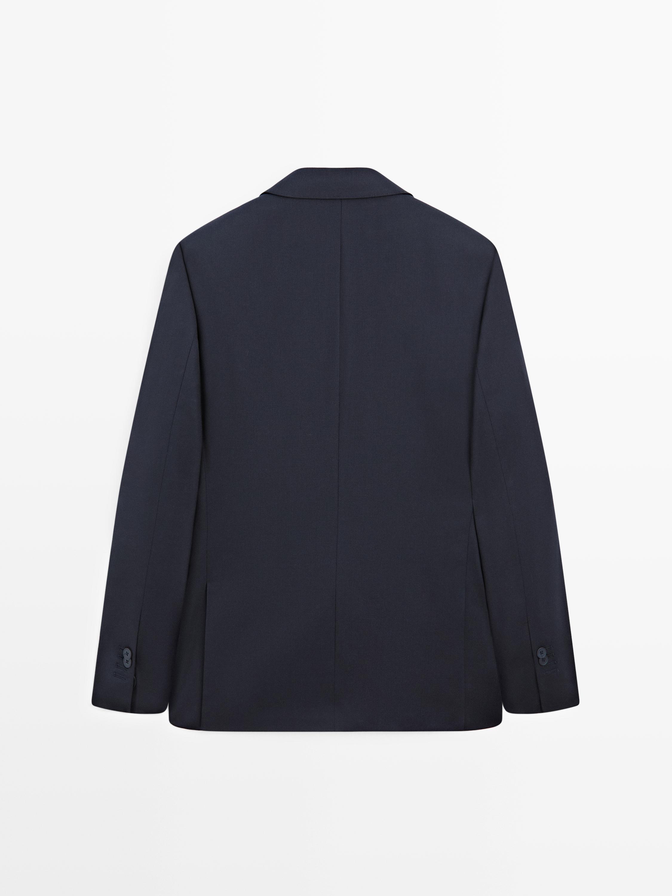 Cool wool blend suit blazer — NAVY BLUE