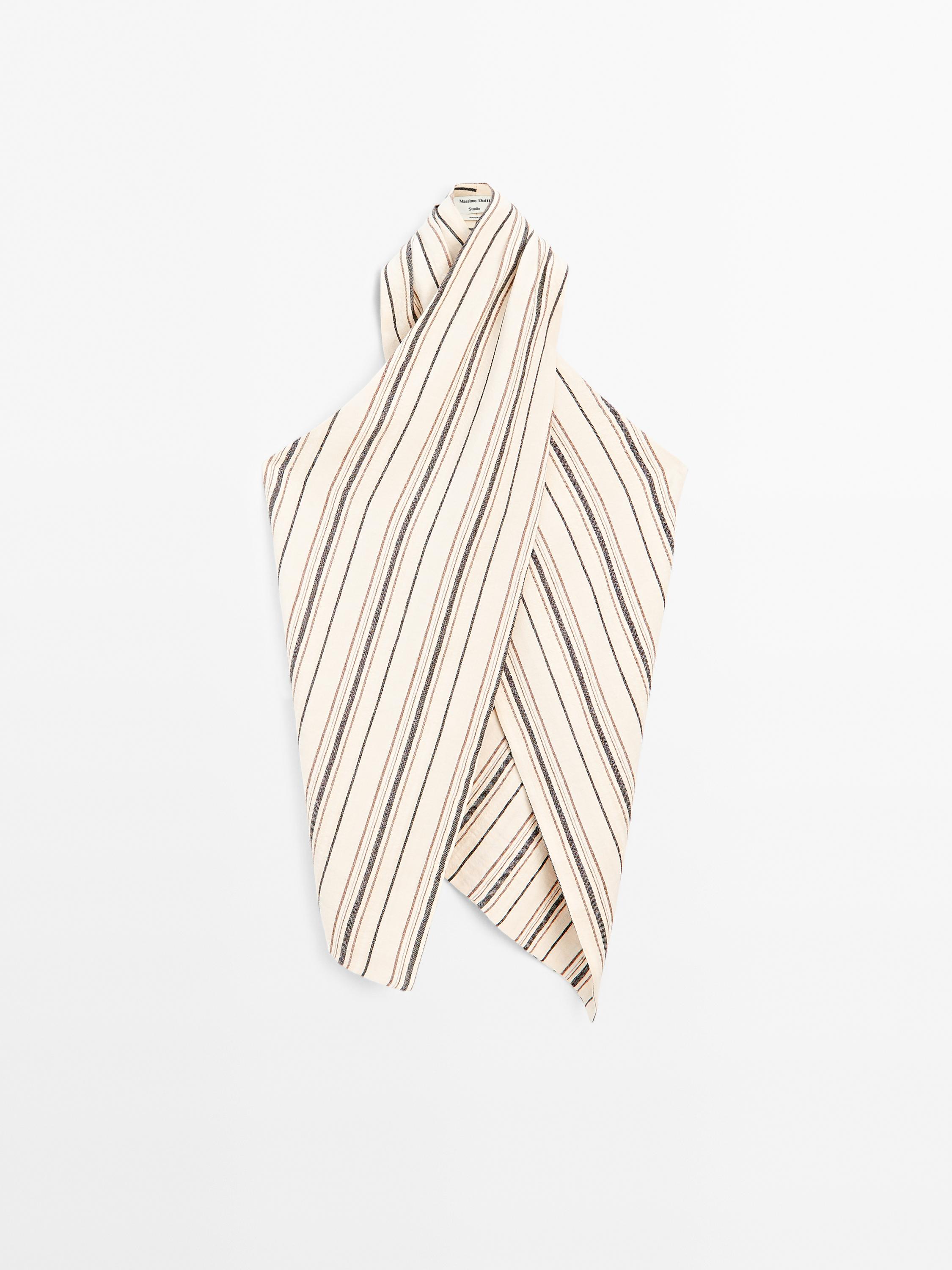 Striped crossover neckline top - Studio