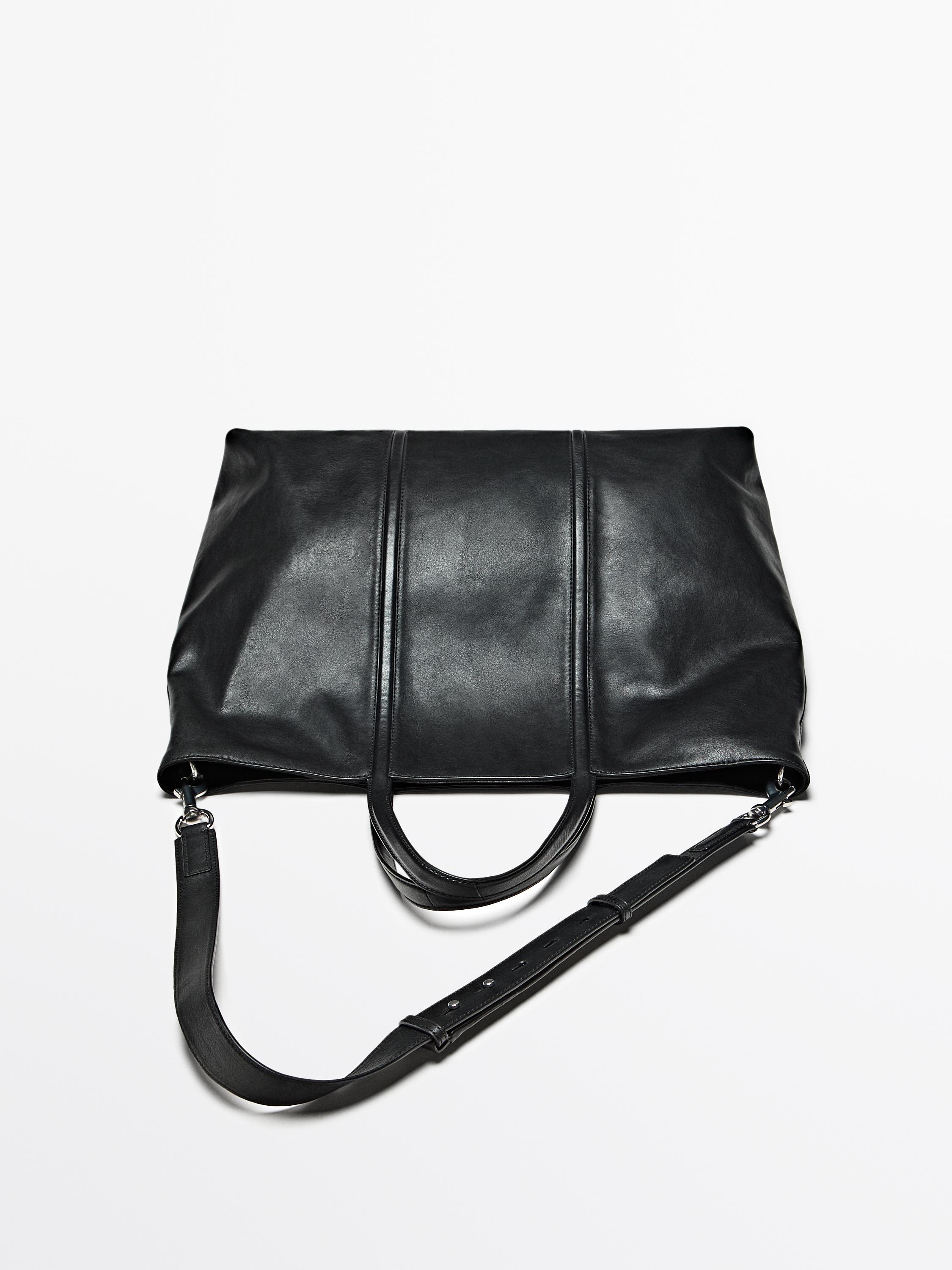 Nappa leather tote bag with zip