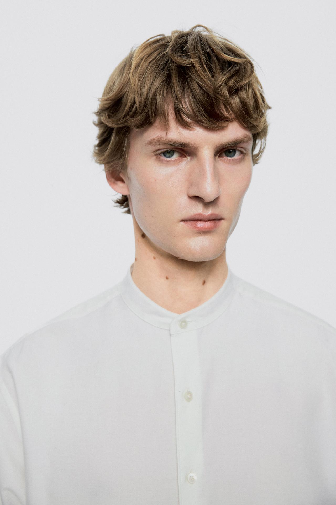 Regular fit stand collar shirt - LIMITED EDITION — WHITE