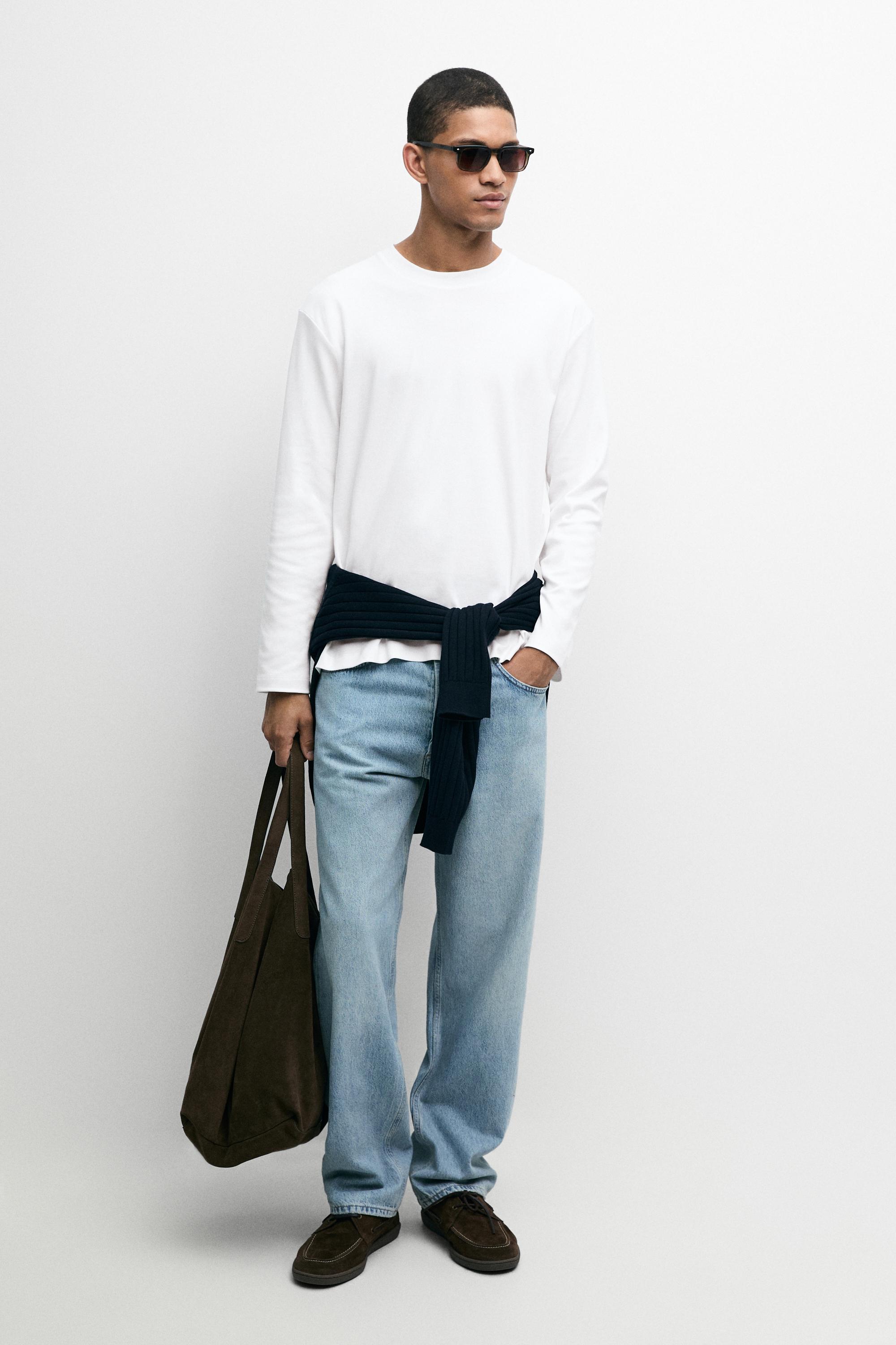 100% cotton long sleeve T-shirt — WHITE