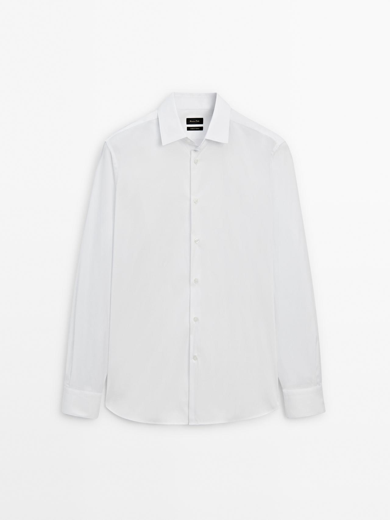 Massimo Dutti - Herre - Skjorte I Stretch - Slim Fit - Hvid - Xl