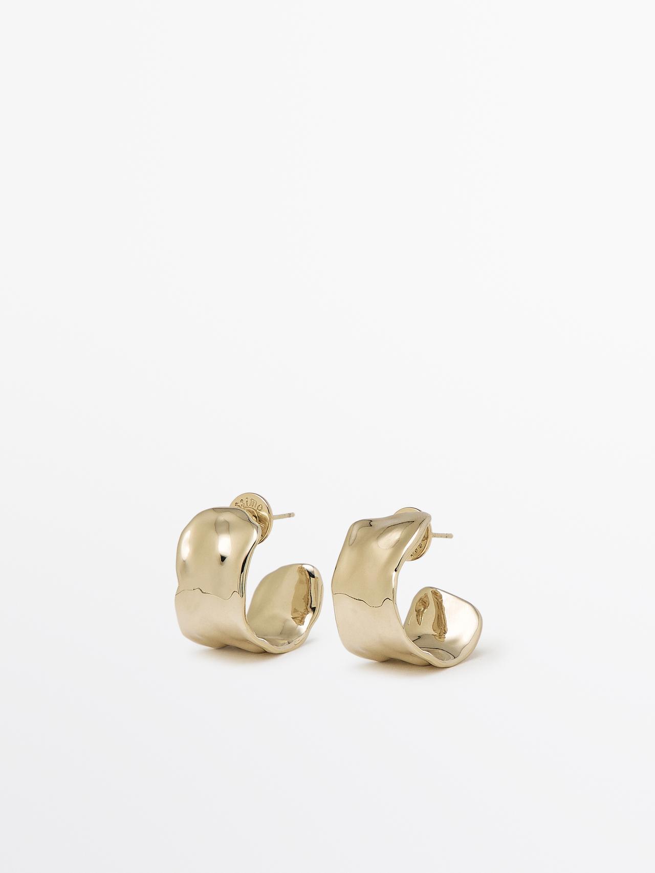 Massimo Dutti - Dame - Uregelmæssige Hoop-Øreringe - Guld - 01
