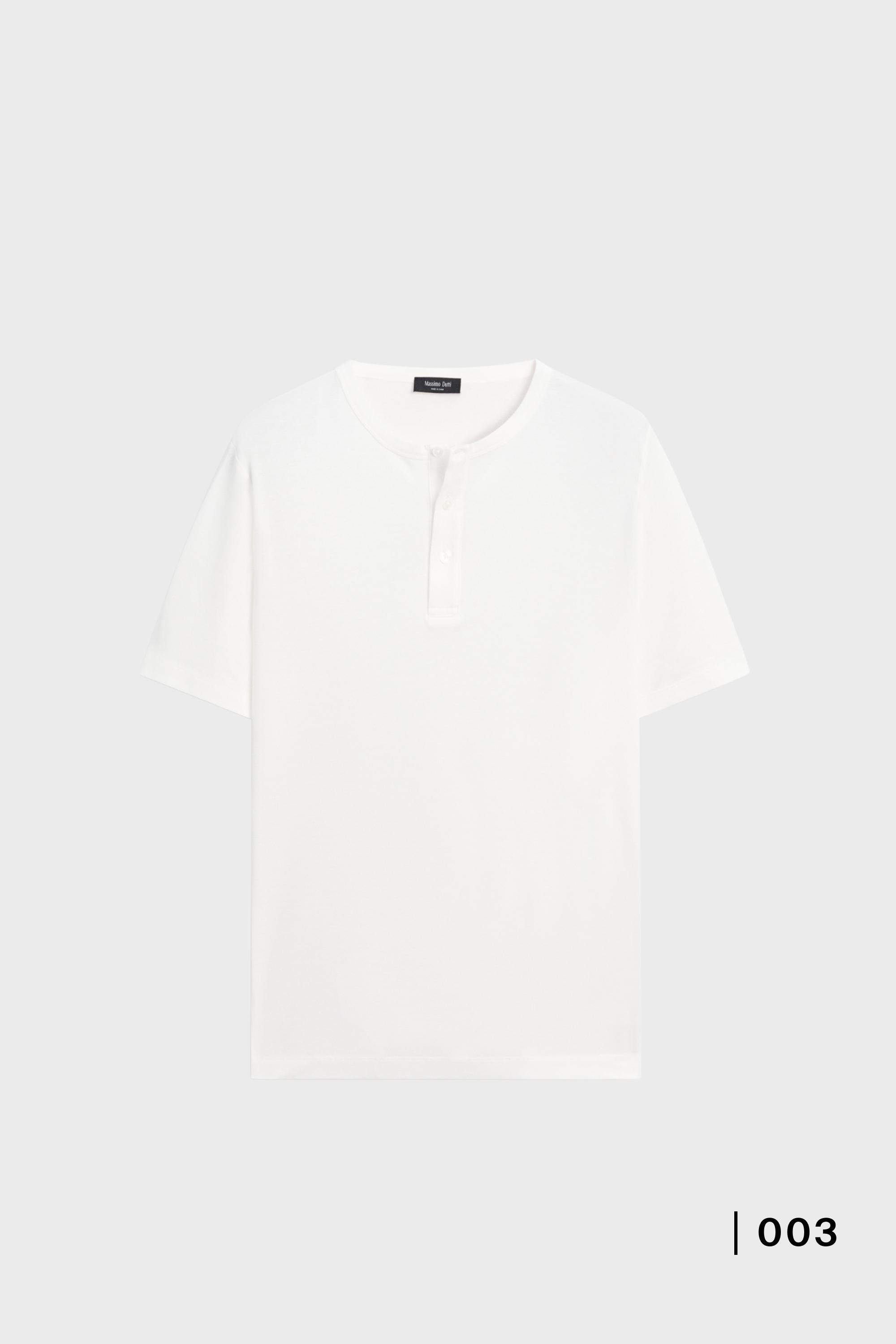 100% cotton henley T-shirt — Off white