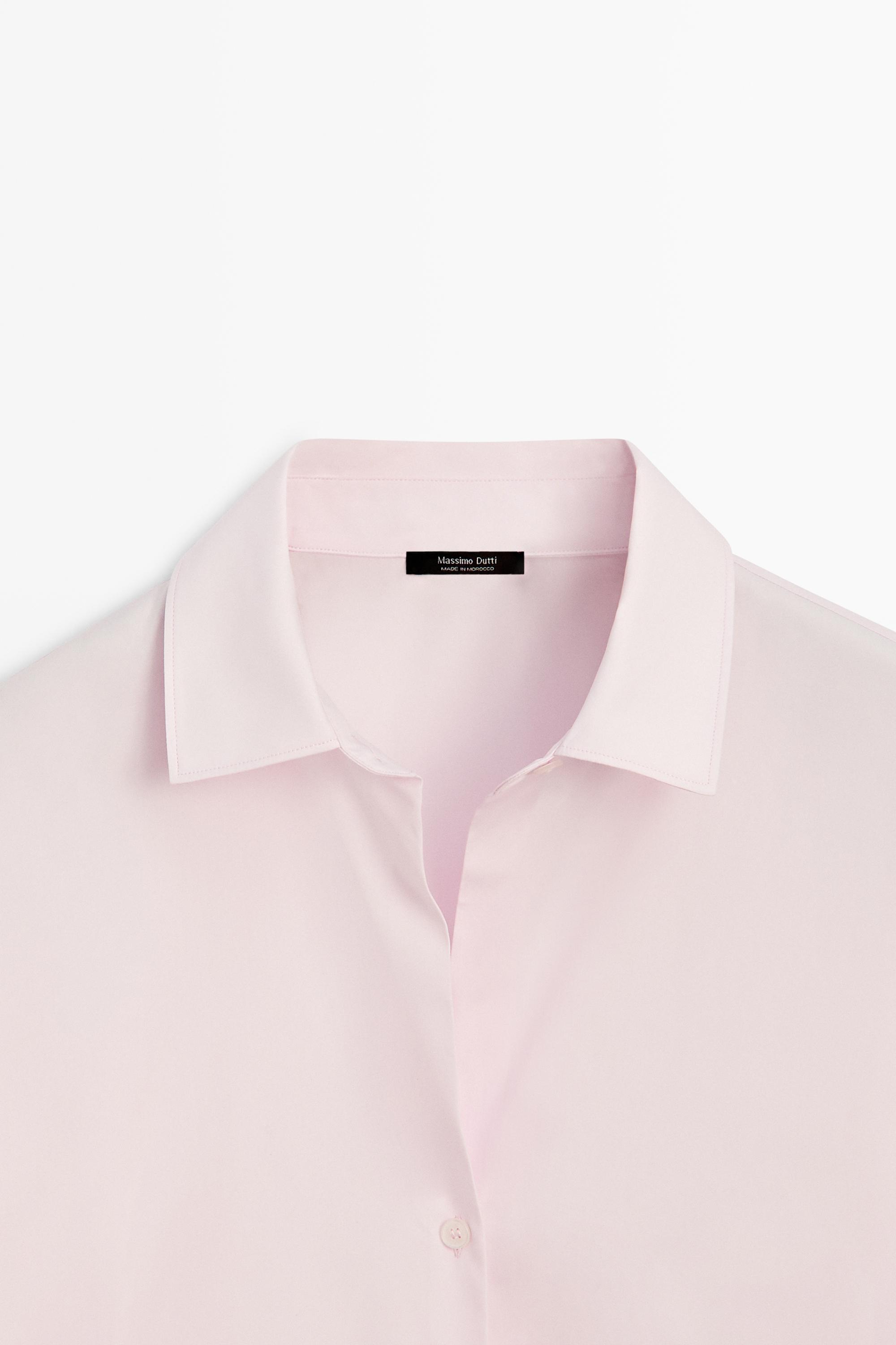 Cotton poplin shirt with dart detail — PINK