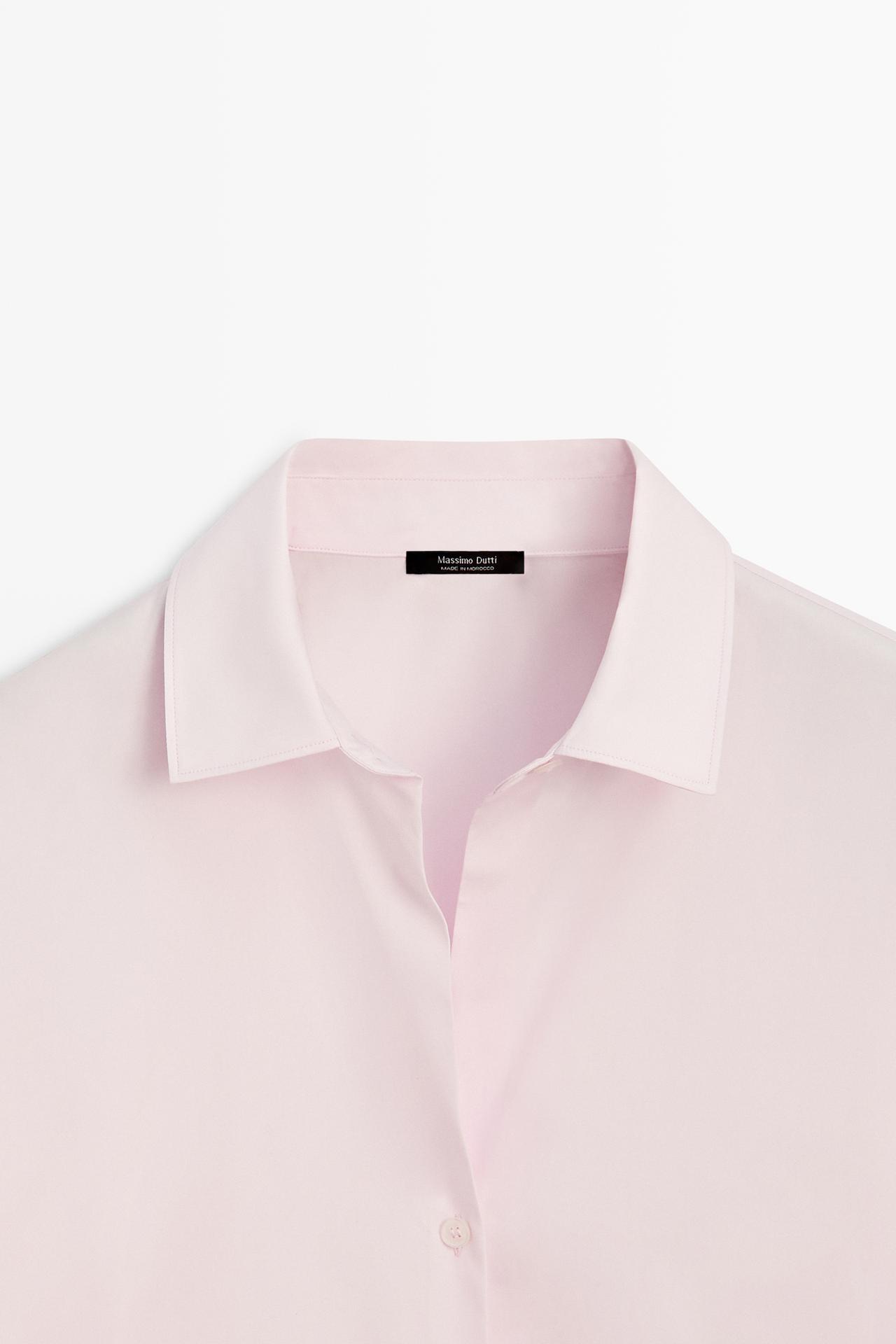 Cotton poplin shirt with dart detail — PINK