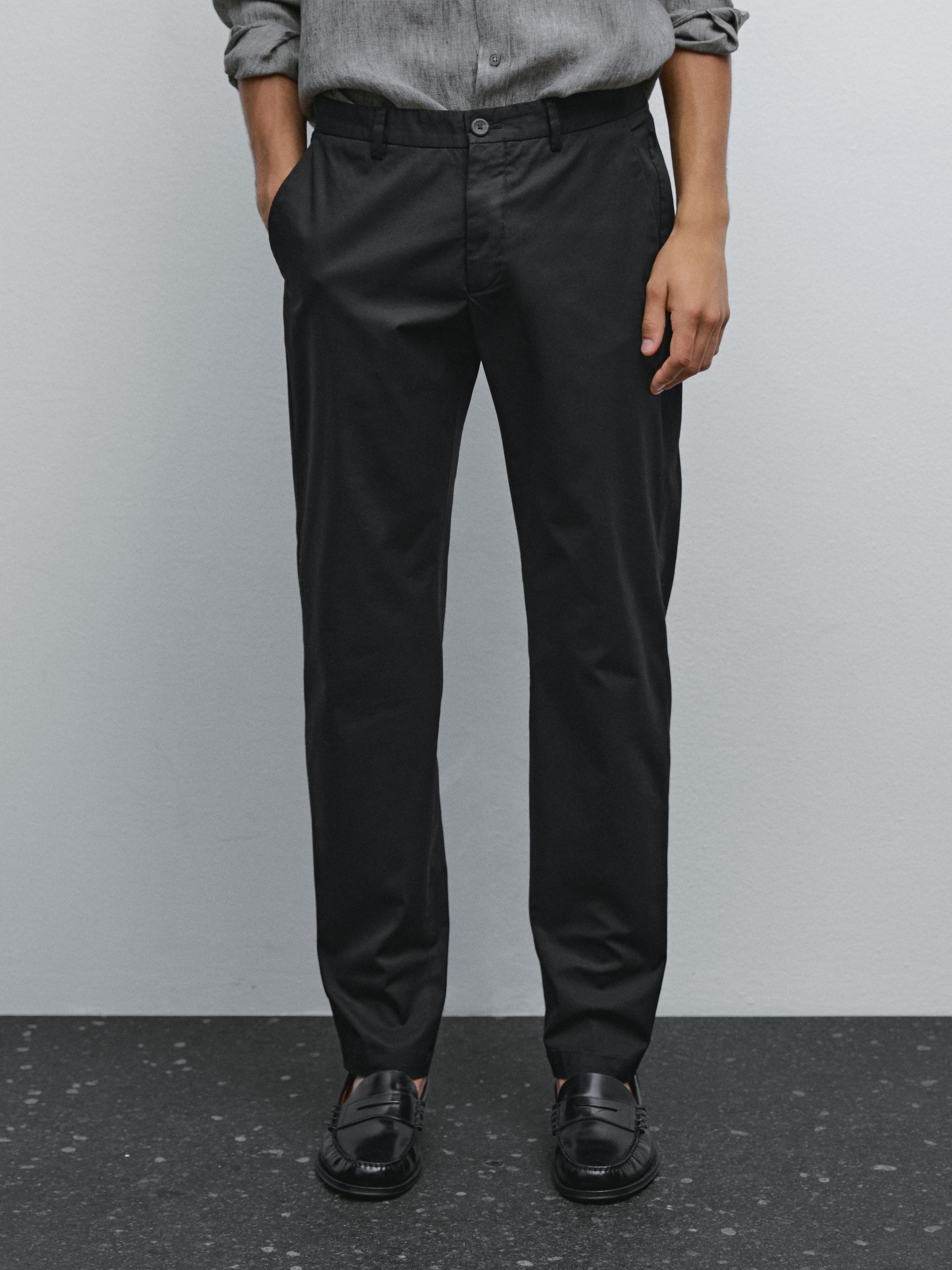 Slim fit broek van katoenmix
