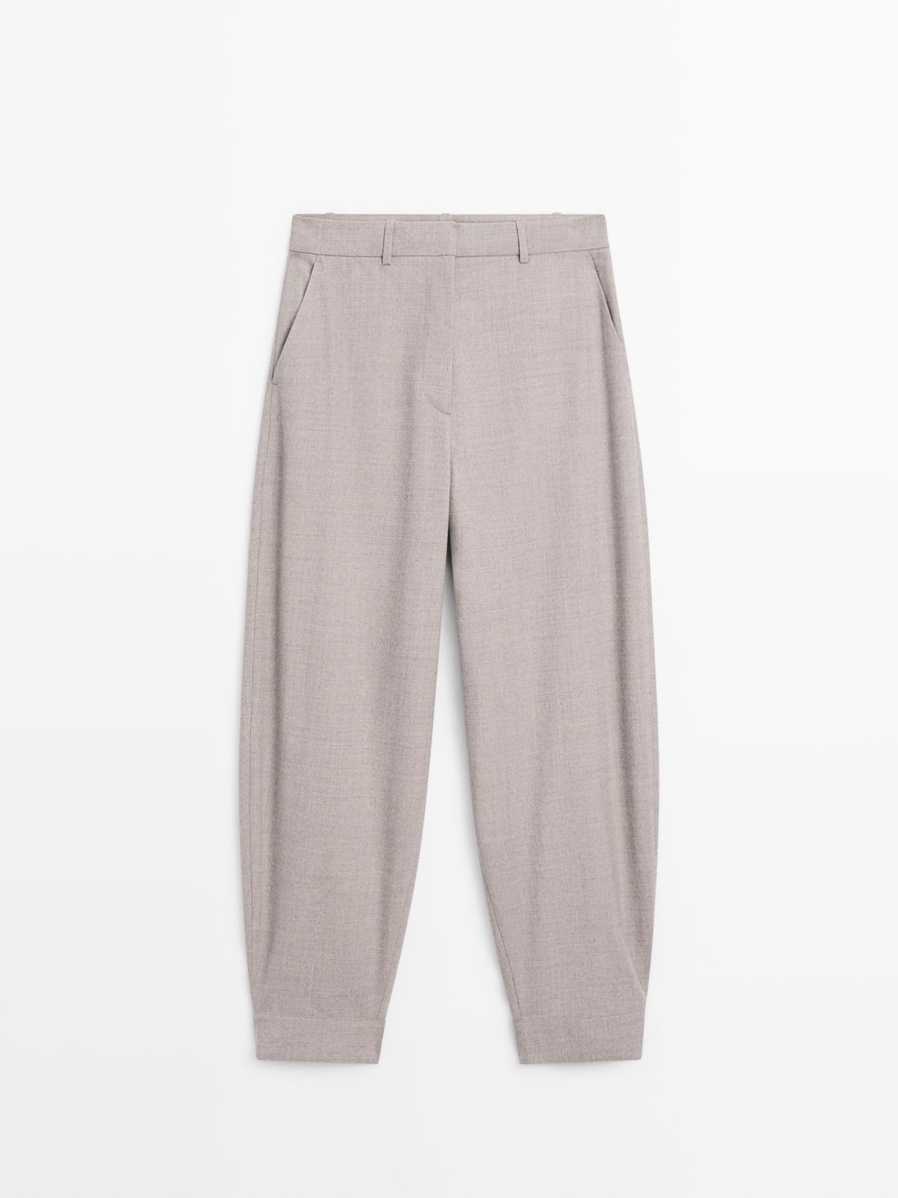 Massimo Dutti - Dame - Sarouel-Bukser Med Spændedetalje - Mink - 40