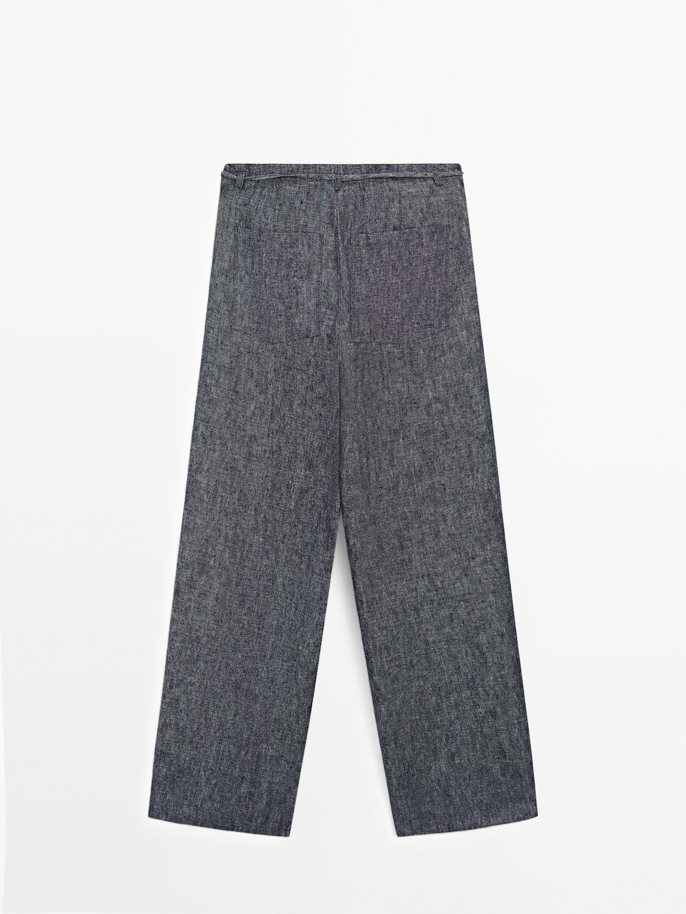 100% linen straight-leg jeans