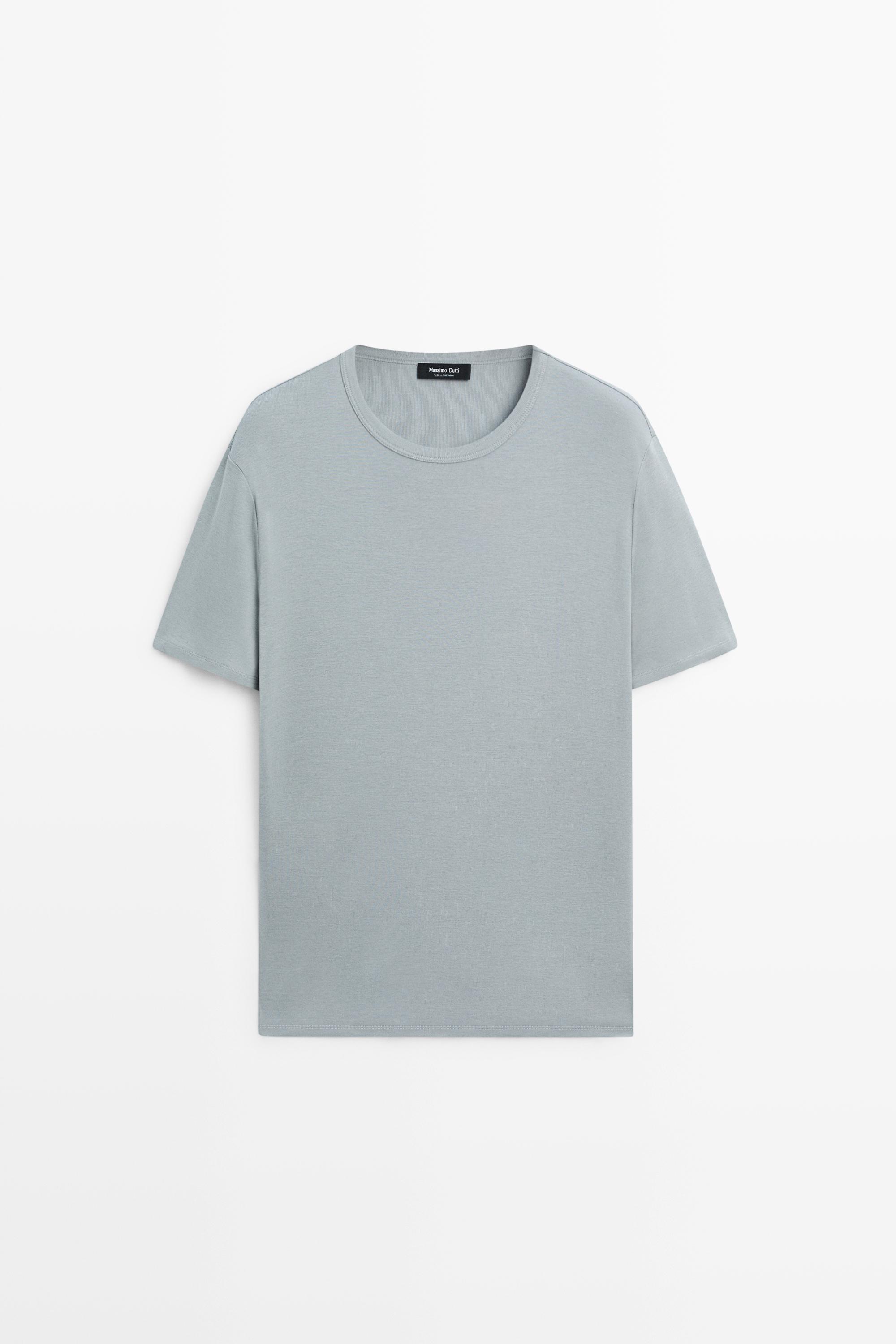 100% cotton short-sleeve T-shirt — GREY BLUE