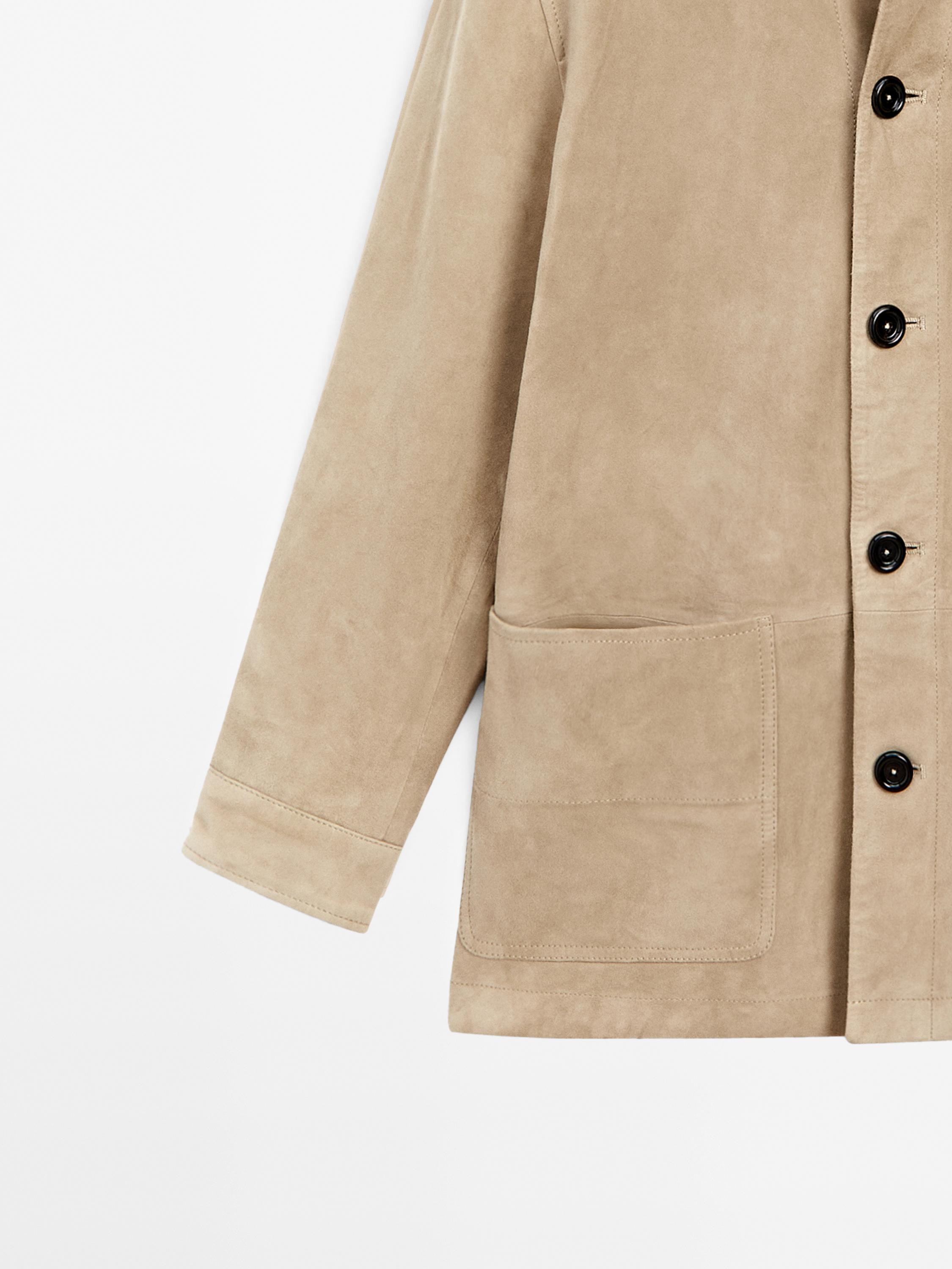 Chaqueta medio bolsillos piel ante