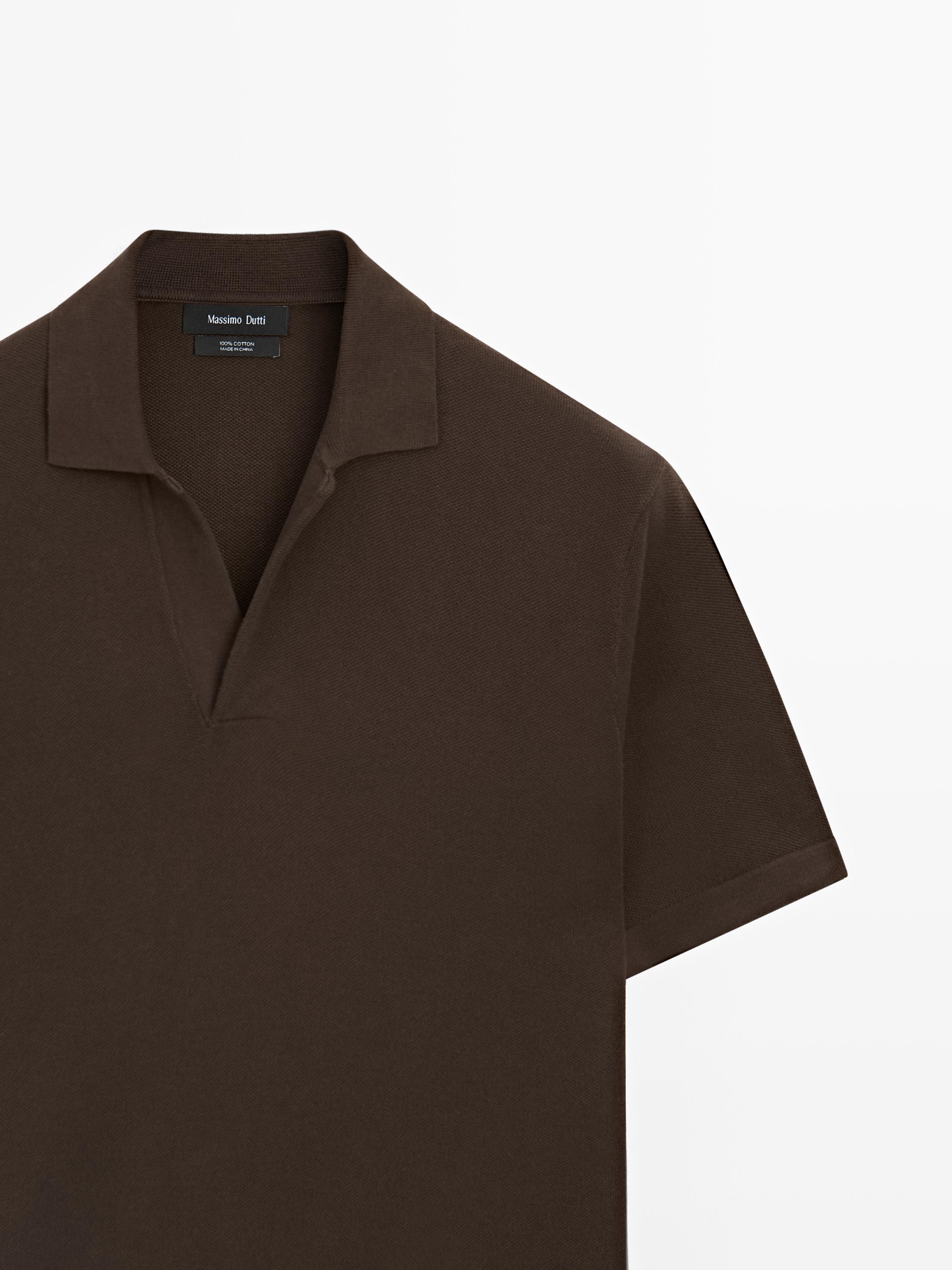 Knit V-neck polo shirt