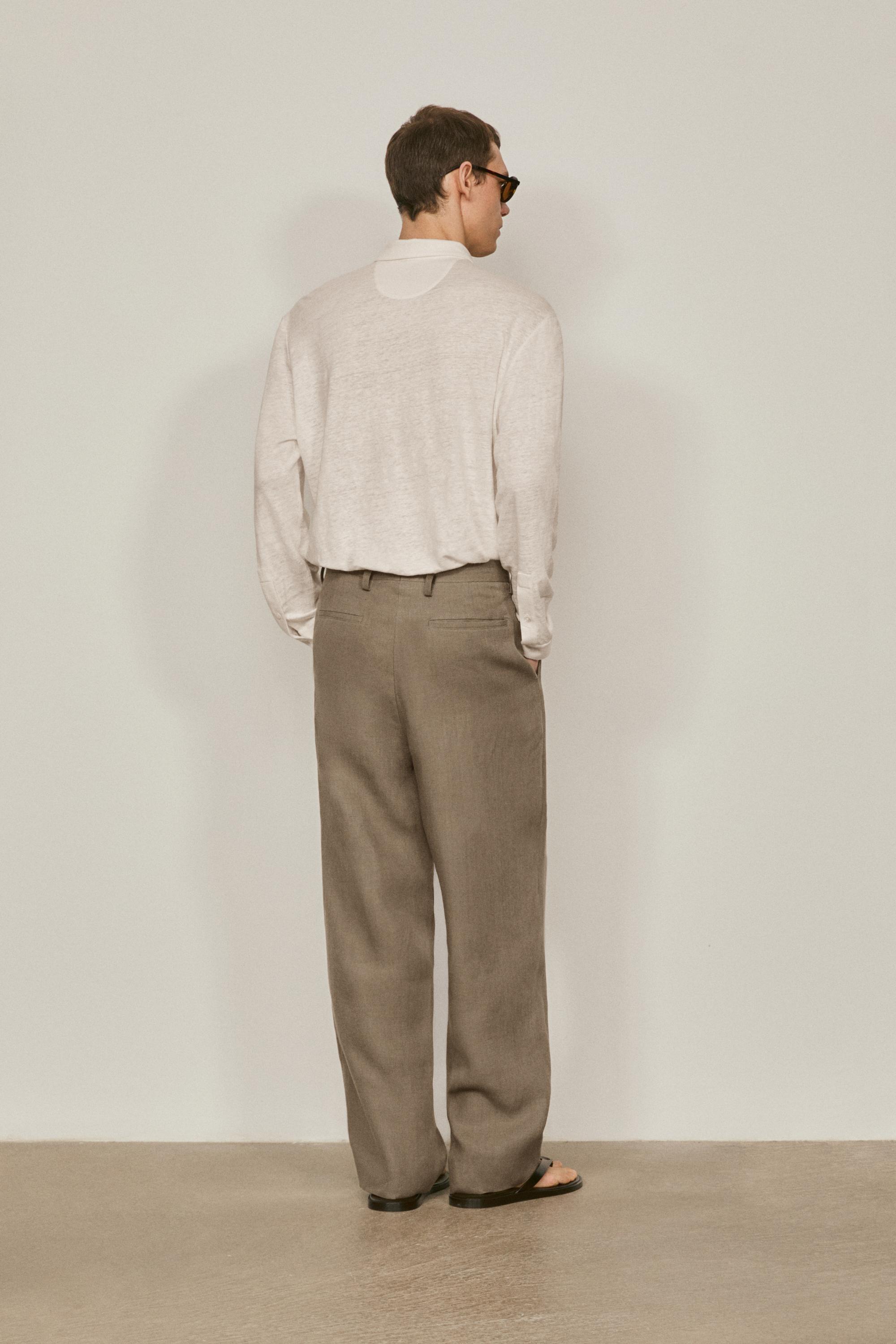 Linen trousers with double darts - LIMITED EDITION — KHAKI